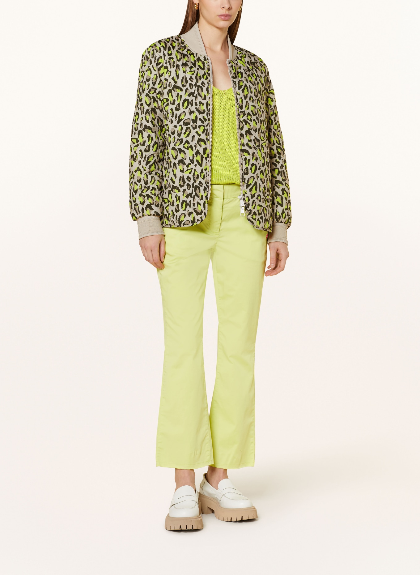 LIEBLINGSSTÜCK Quilted bomber jacket IVONA, Color: TAUPE/ BLACK/ NEON YELLOW (Image 2)