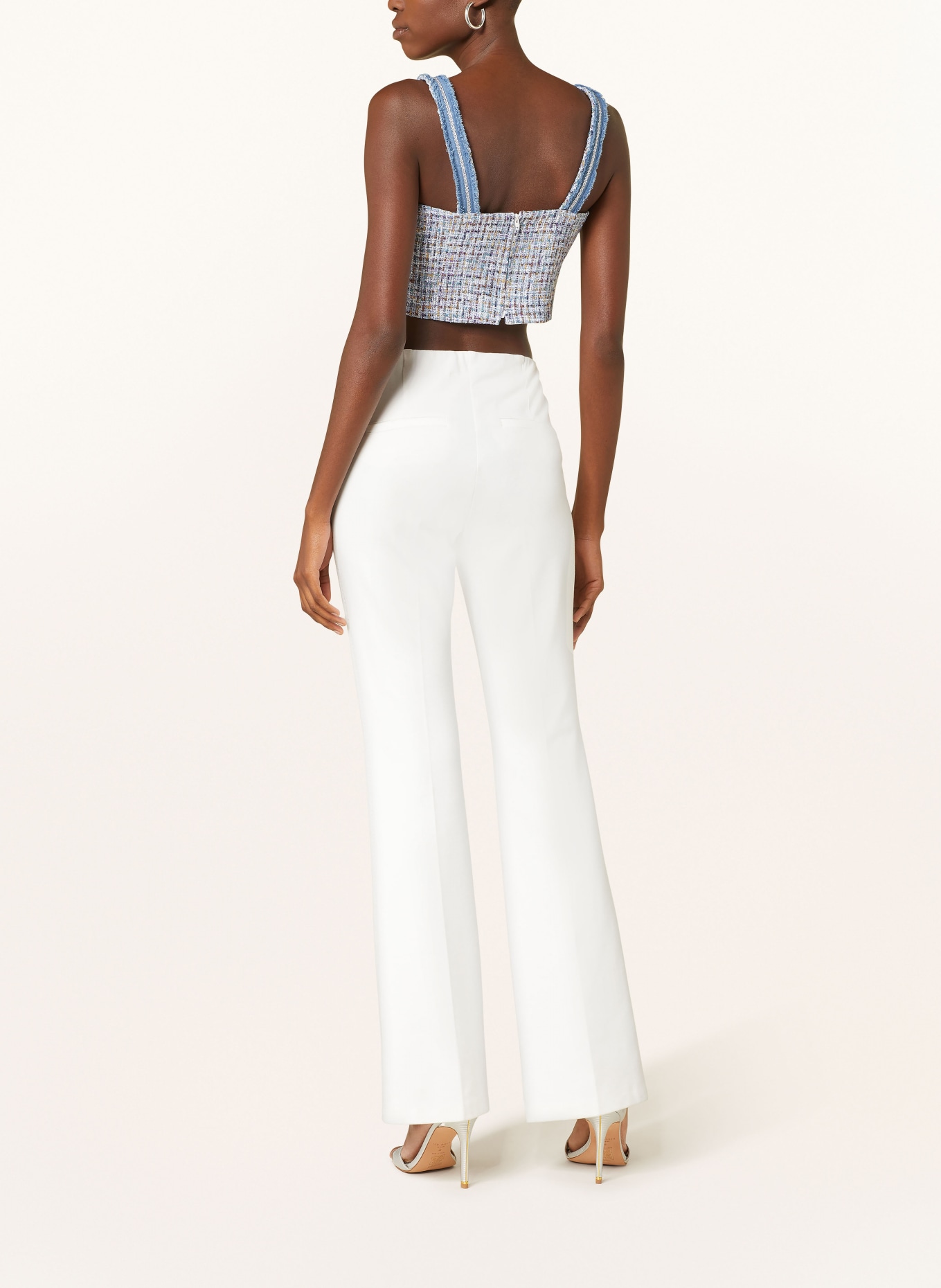 SWING Cropped top with glitter thread, Color: LIGHT BLUE/ WHITE/ DARK YELLOW (Image 3)