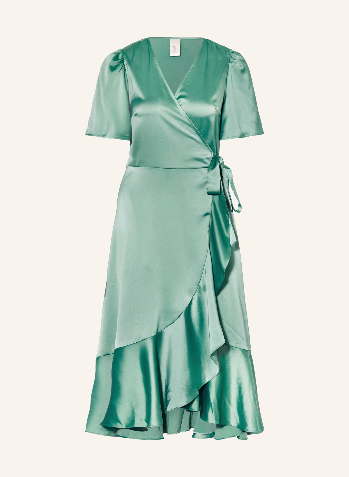 Y.A.S. Wrap dress in satin, Color: Malachite Green (Image 1)