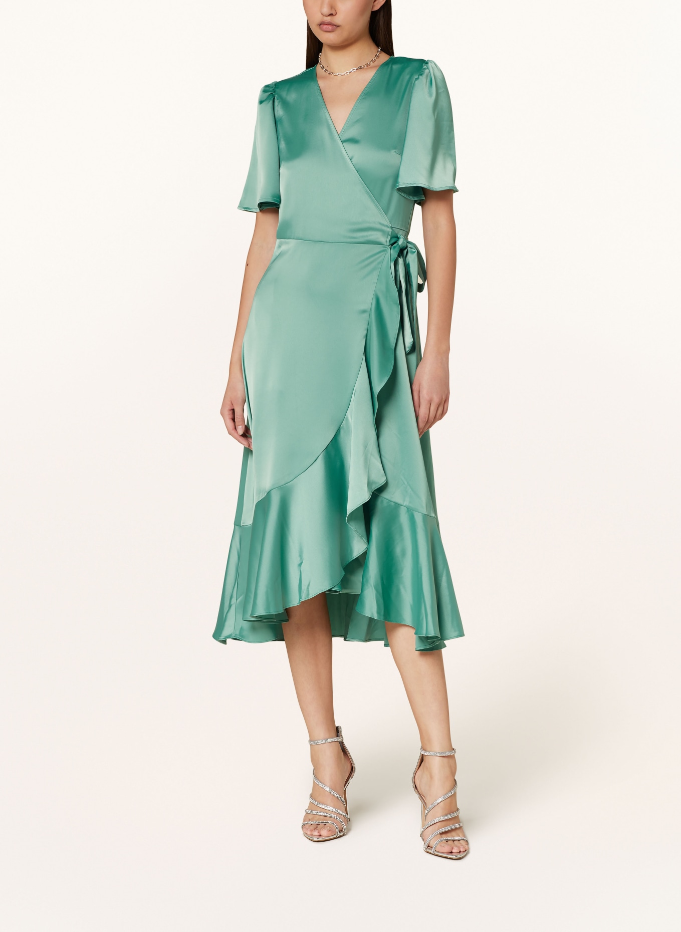 Y.A.S. Wrap dress in satin, Color: Malachite Green (Image 2)