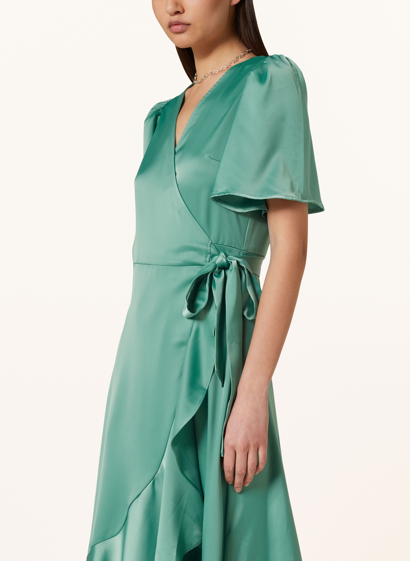 Y.A.S. Wrap dress in satin, Color: Malachite Green (Image 4)