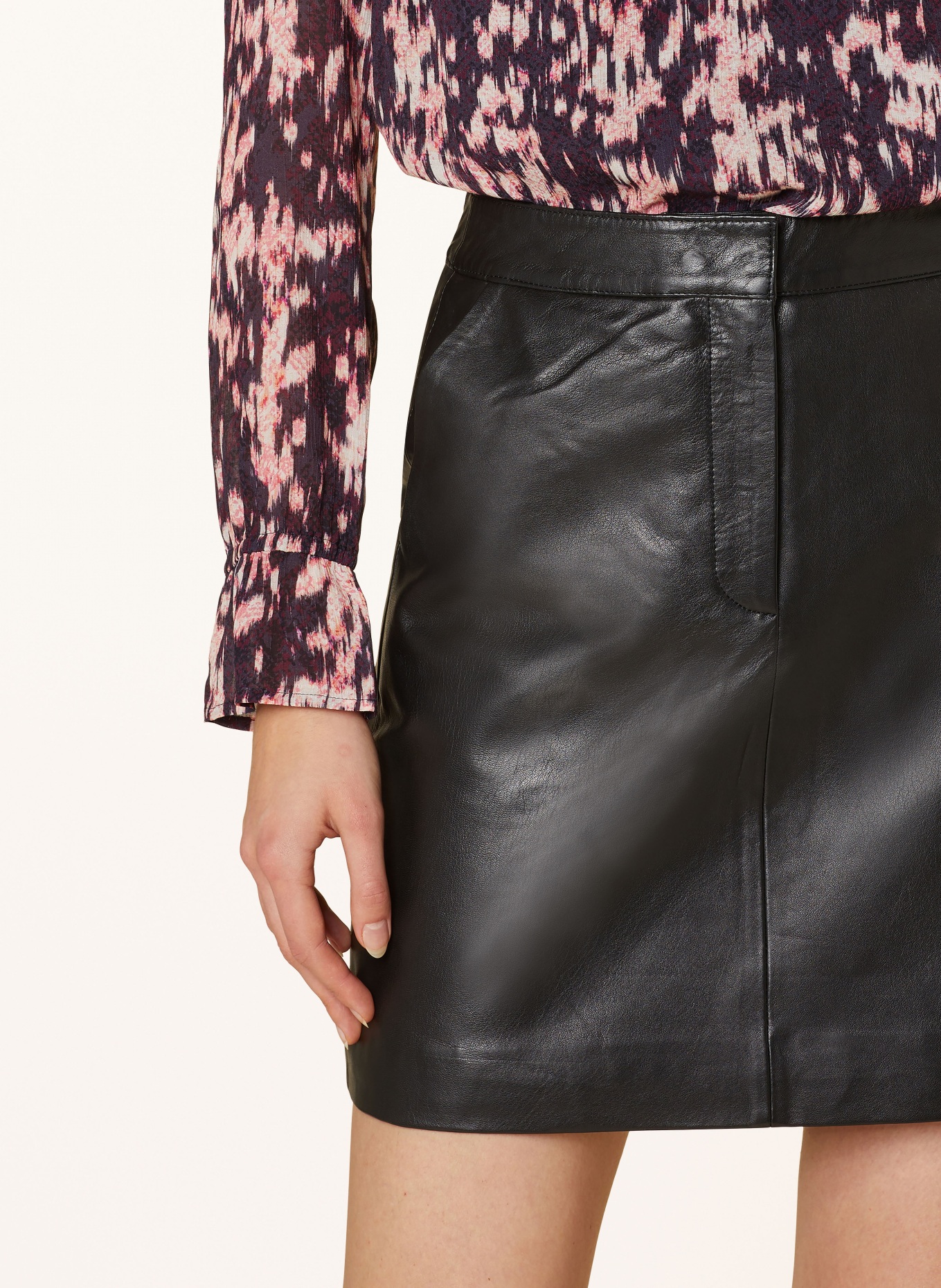 Y.A.S. Leather skirt, Color: BLACK (Image 4)