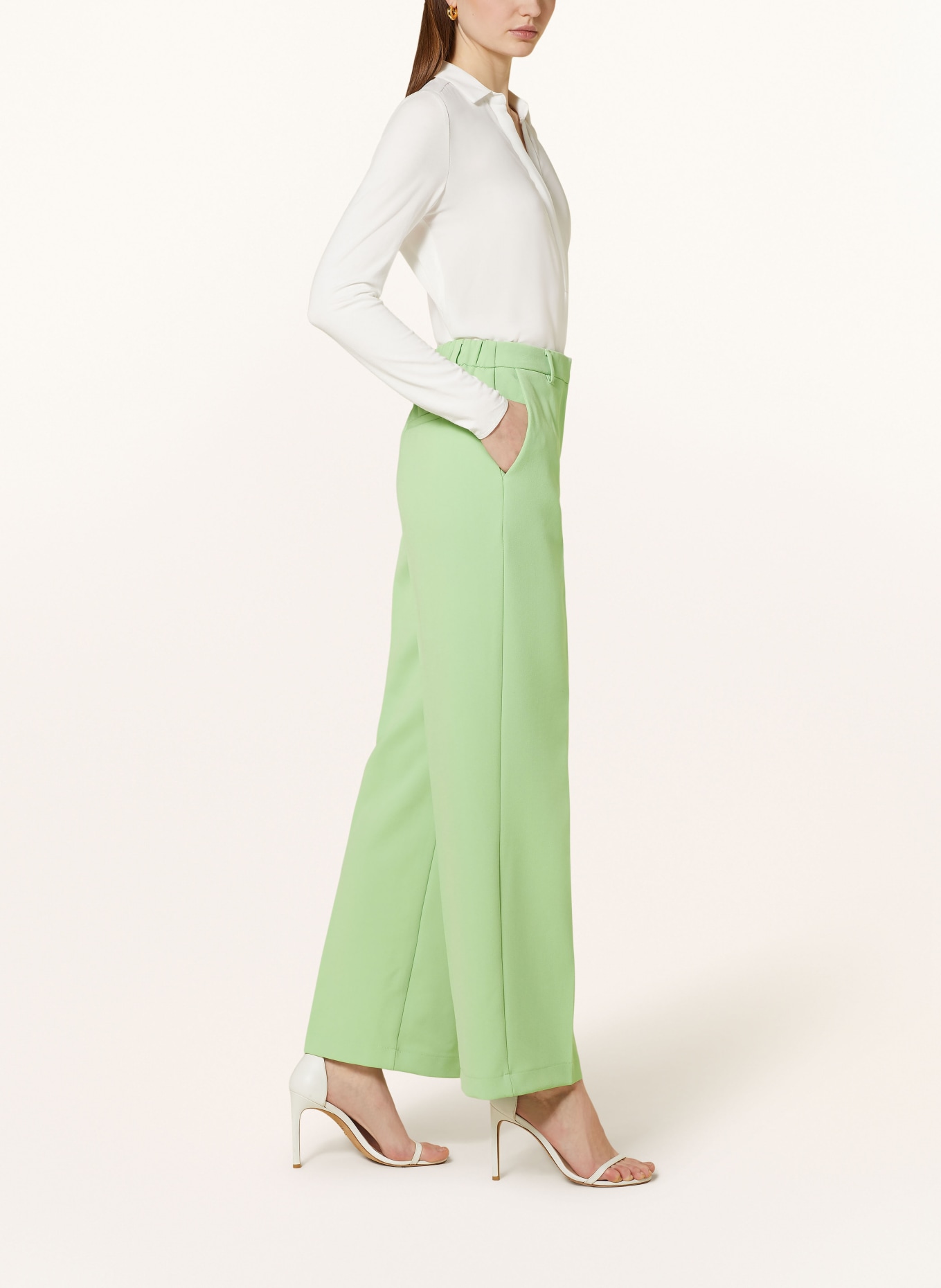 Y.A.S. Wide leg trousers, Color: LIGHT GREEN (Image 4)