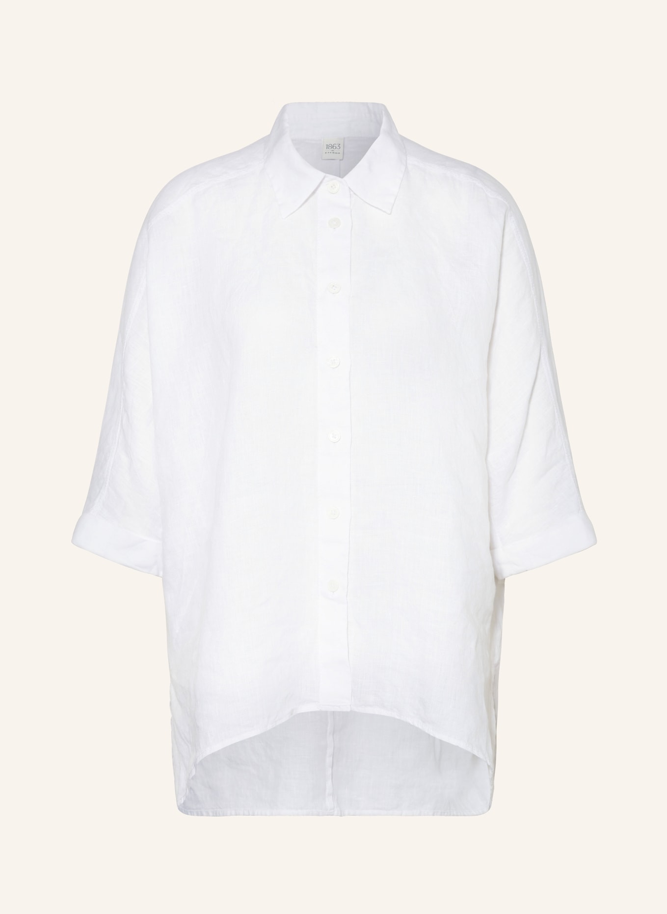 ETERNA 1863 Oversized shirt blouse made of linen with 3/4 sleeves, Color: WHITE (Image 1)