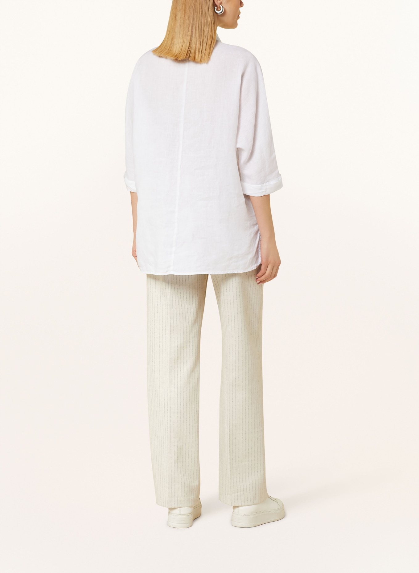 ETERNA 1863 Oversized shirt blouse made of linen with 3/4 sleeves, Color: WHITE (Image 3)