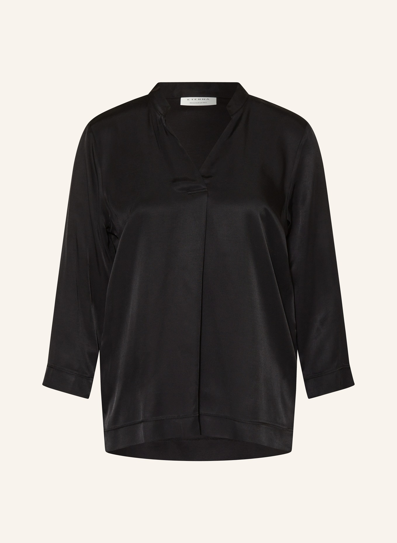 ETERNA Shirt blouse in mixed materials with 3/4 sleeves, Color: BLACK (Image 1)