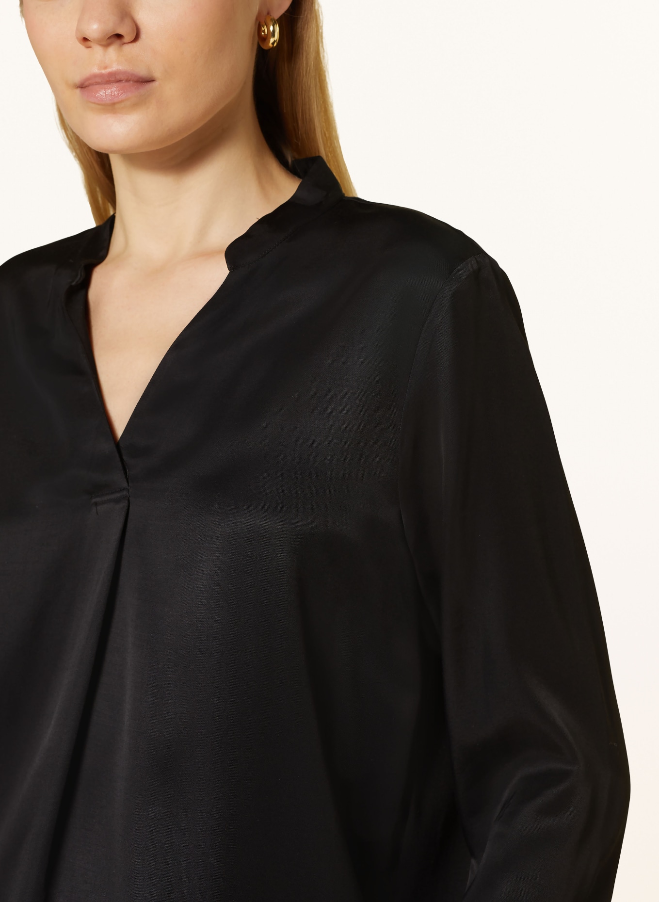 ETERNA Shirt blouse in mixed materials with 3/4 sleeves, Color: BLACK (Image 4)