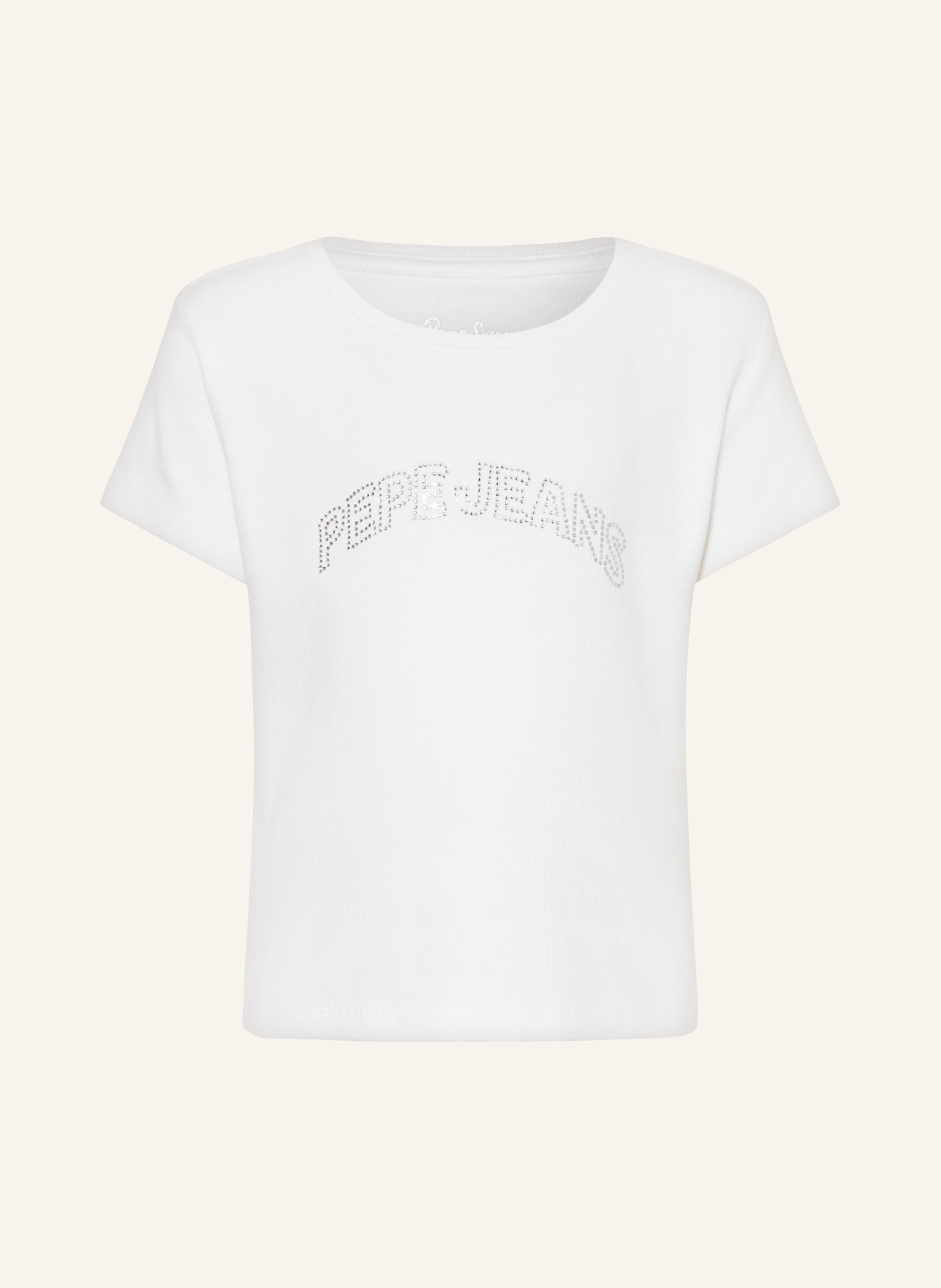 Pepe Jeans T-Shirt mit Schmucksteinen, Farbe: CREME (Bild 1)