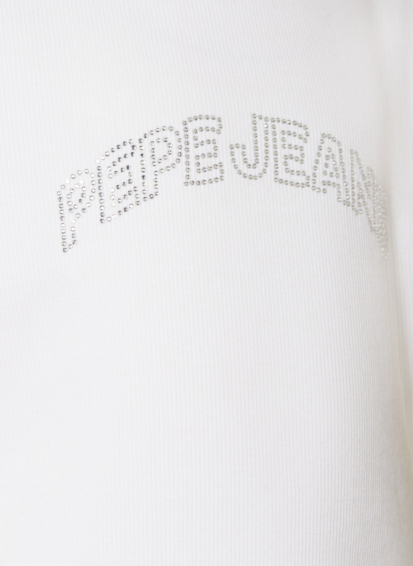 Pepe Jeans T-shirt z obszyciem ozdobnymi kamykami, Kolor: KREMOWY (Obrazek 3)