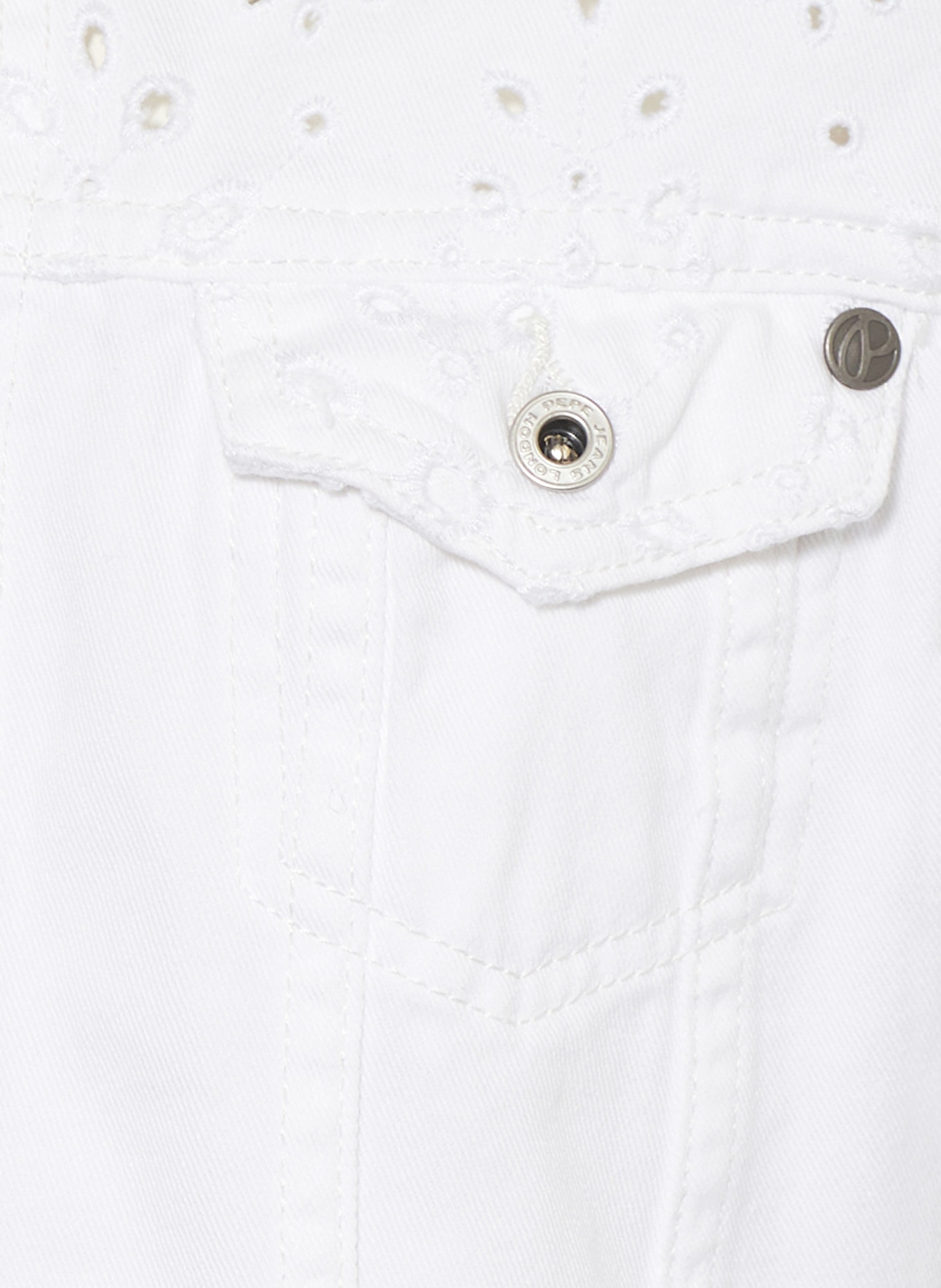Pepe Jeans Džínová bunda s děrovanými výšivkami, Barva: BÍLÁ (Obrázek 3)