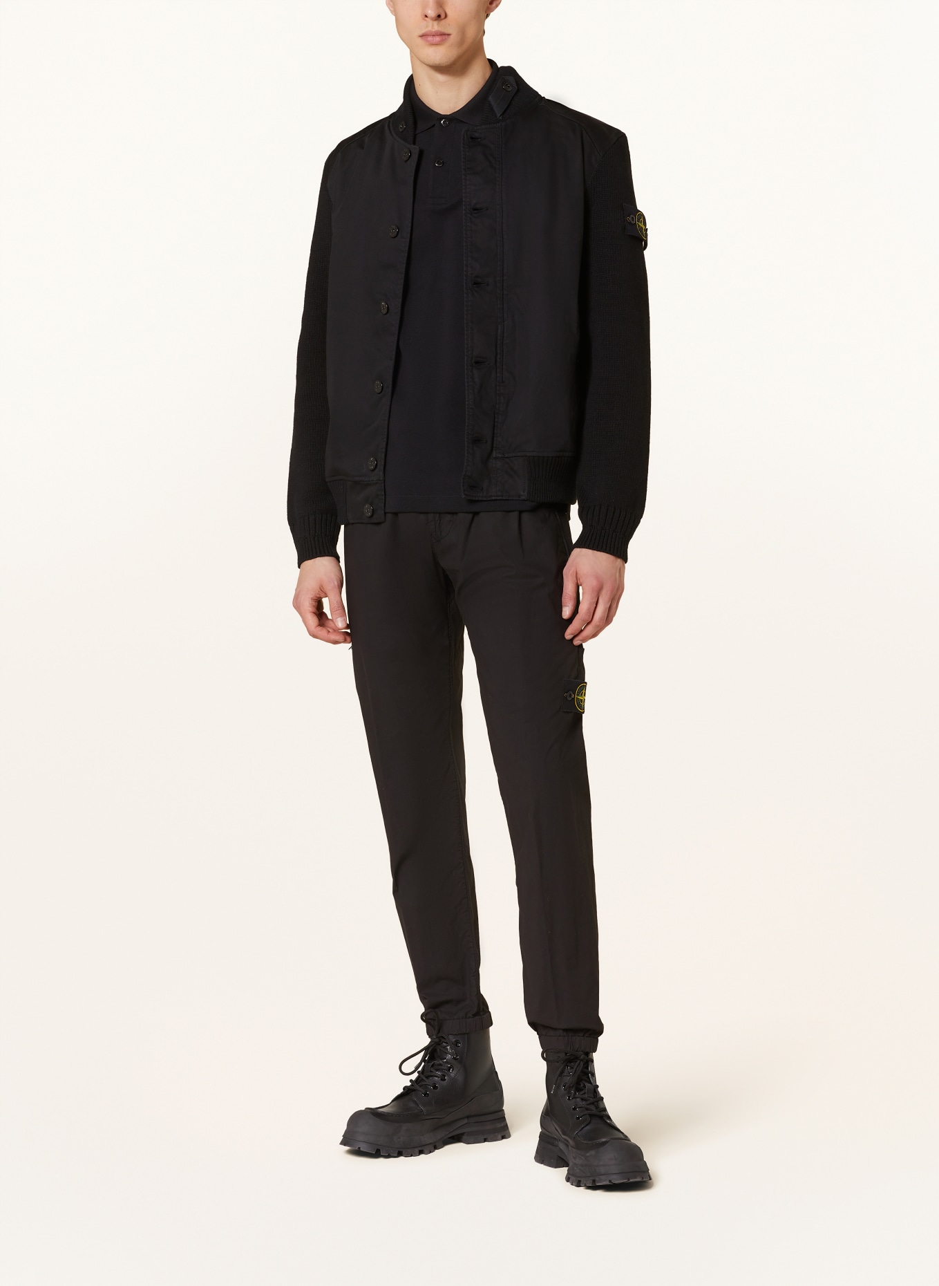 STONE ISLAND Bomber jacket in mixed materials, Color: BLACK (Image 2)
