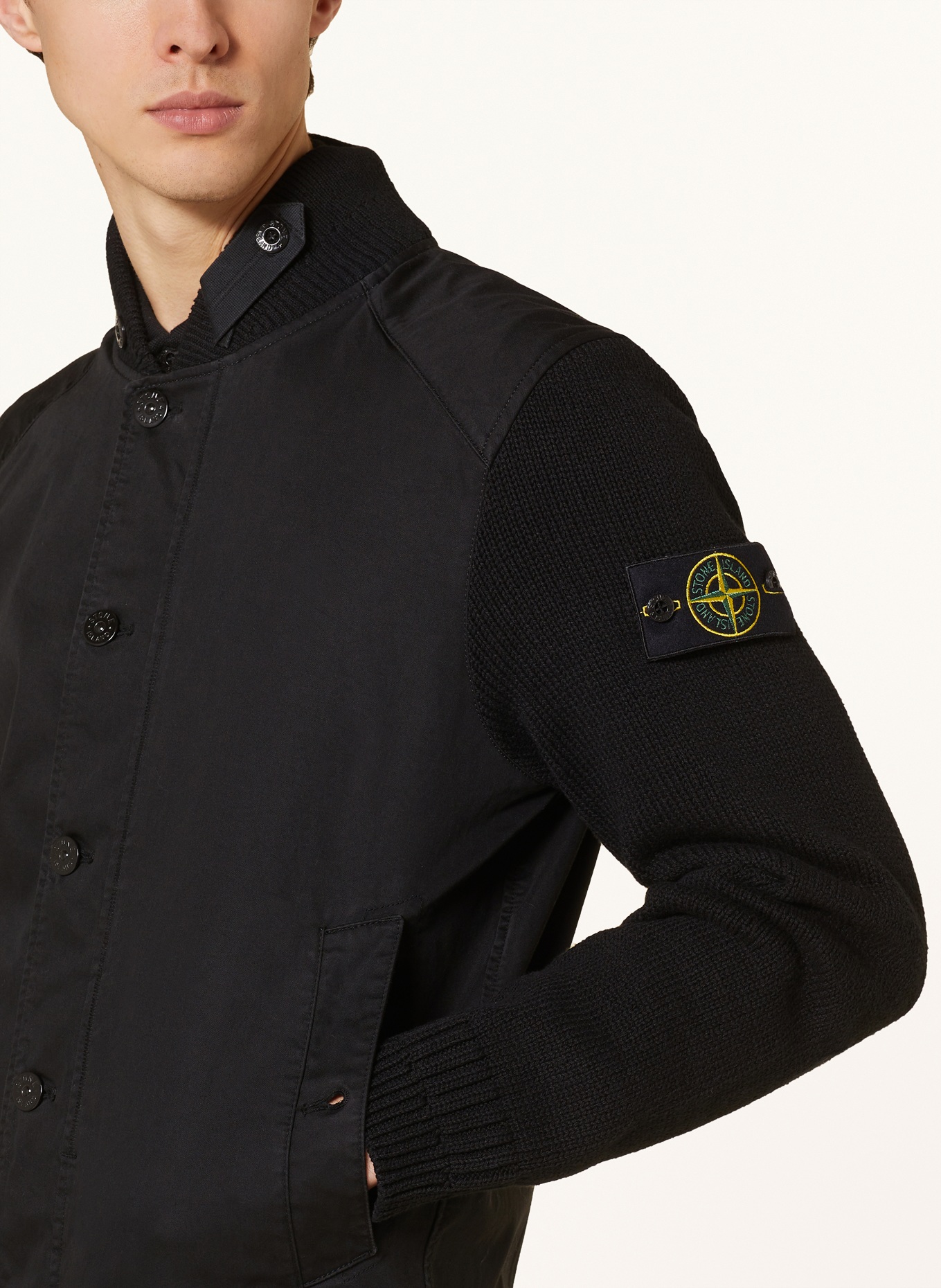 STONE ISLAND Bomber jacket in mixed materials, Color: BLACK (Image 4)