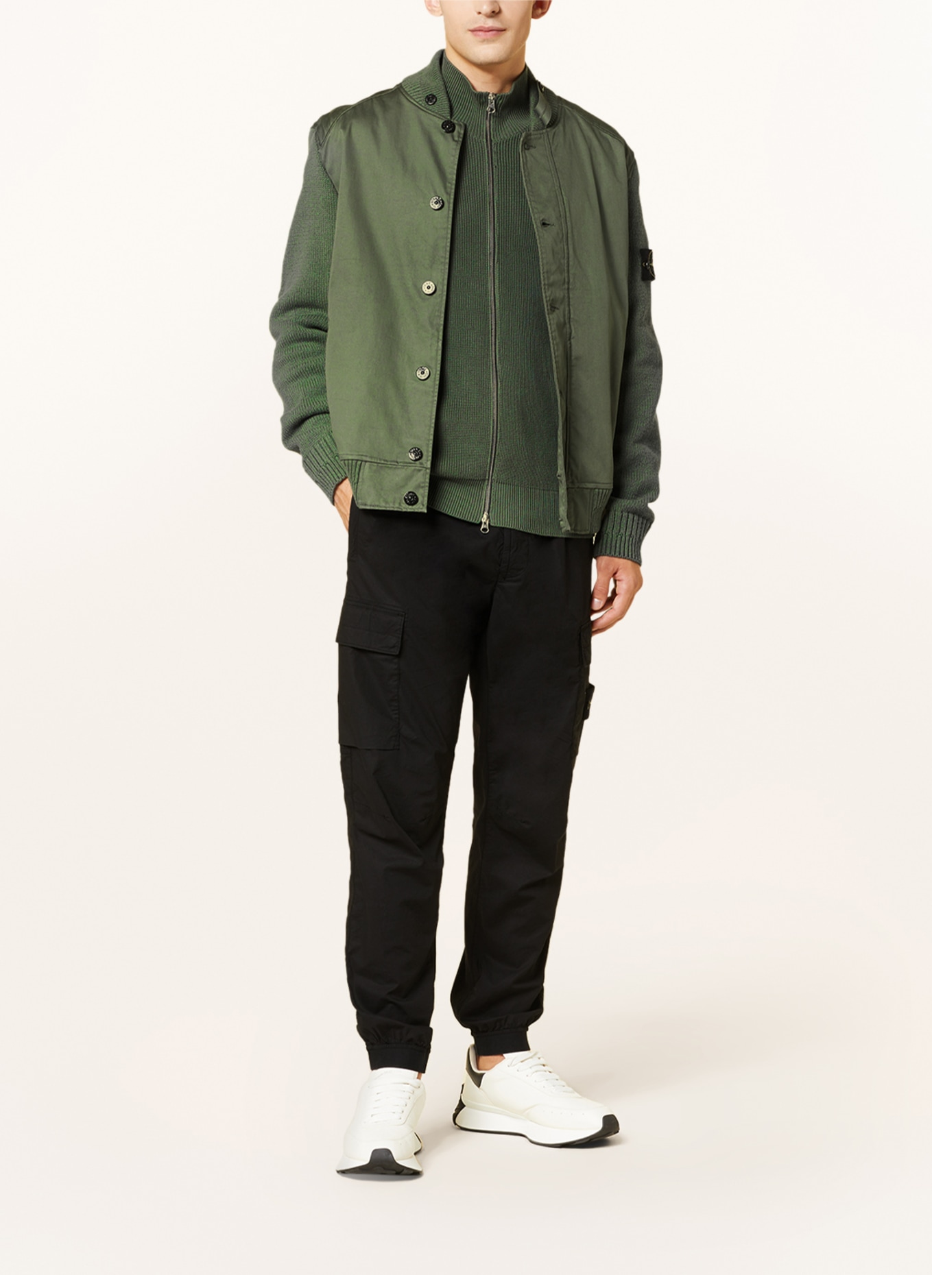 STONE ISLAND Blouson im Materialmix: DUNKELGRÜN