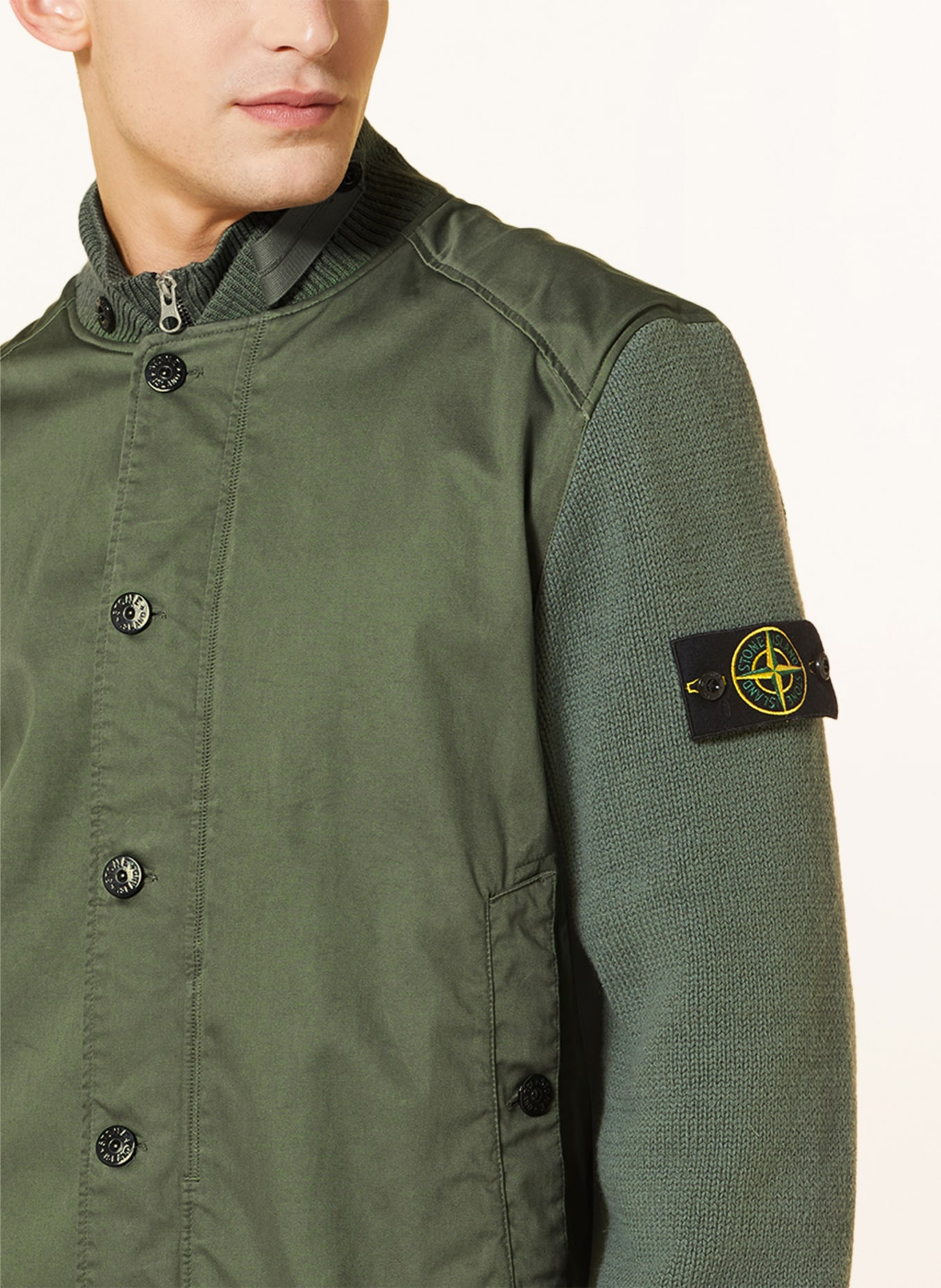 STONE ISLAND Blouson im Materialmix: DUNKELGRÜN