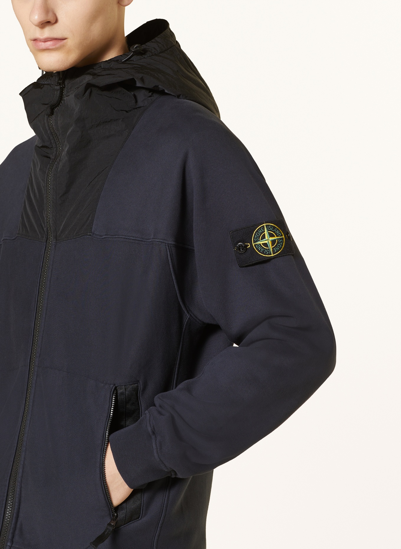 STONE ISLAND Sweat jacket in mixed materials, Color: DARK BLUE/ BLACK (Image 5)