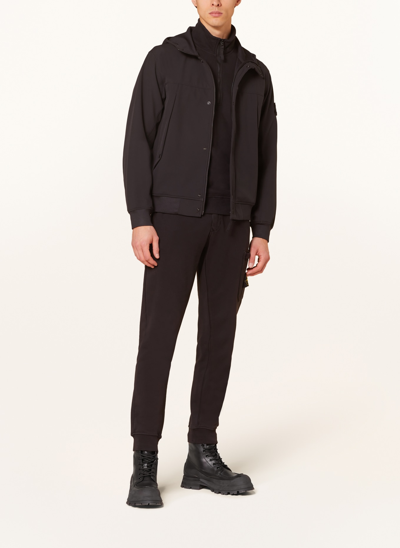STONE ISLAND Softshell jacket in black