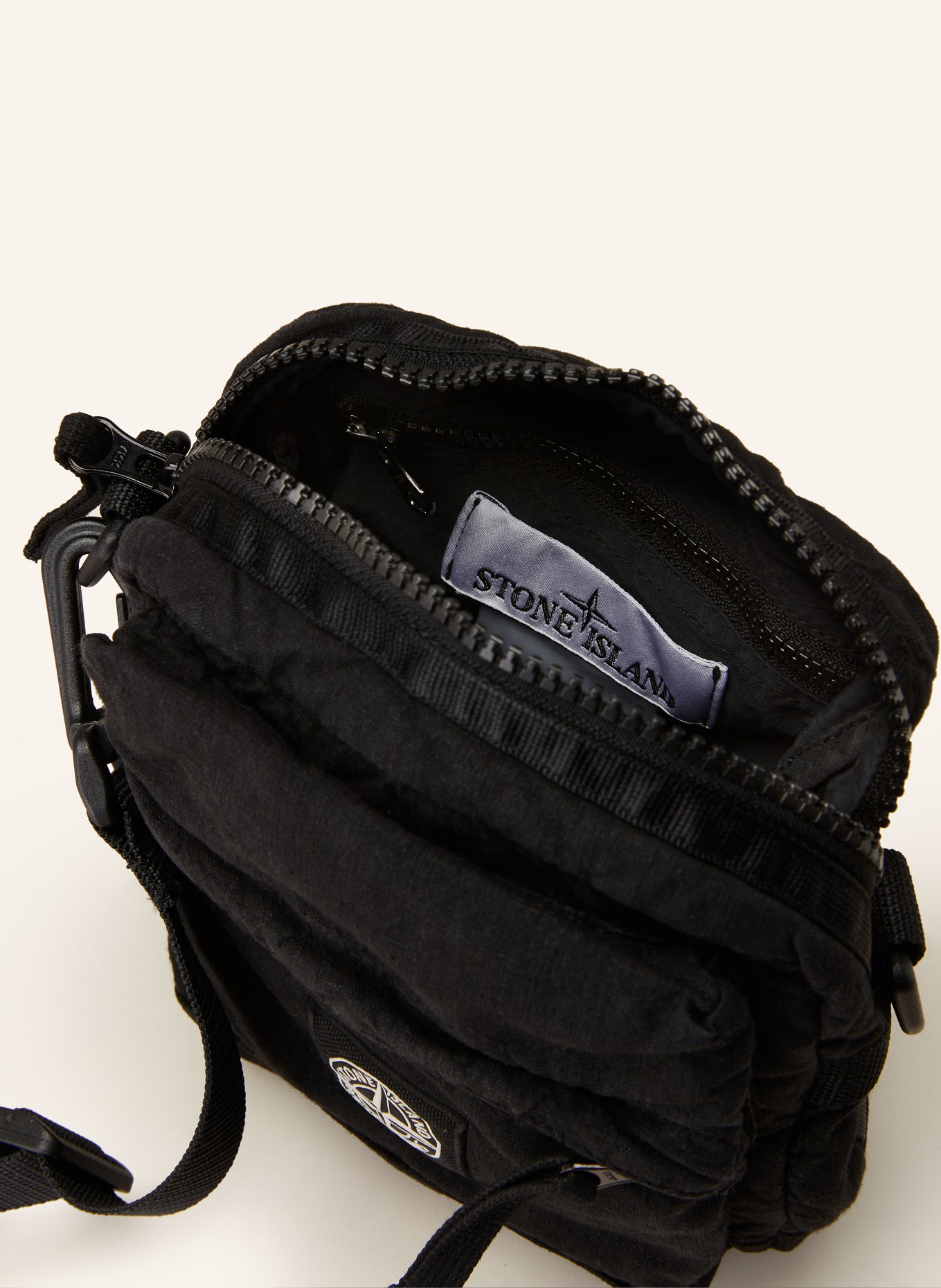 STONE ISLAND Crossbody bag made of linen, Color: BLACK (Image 3)