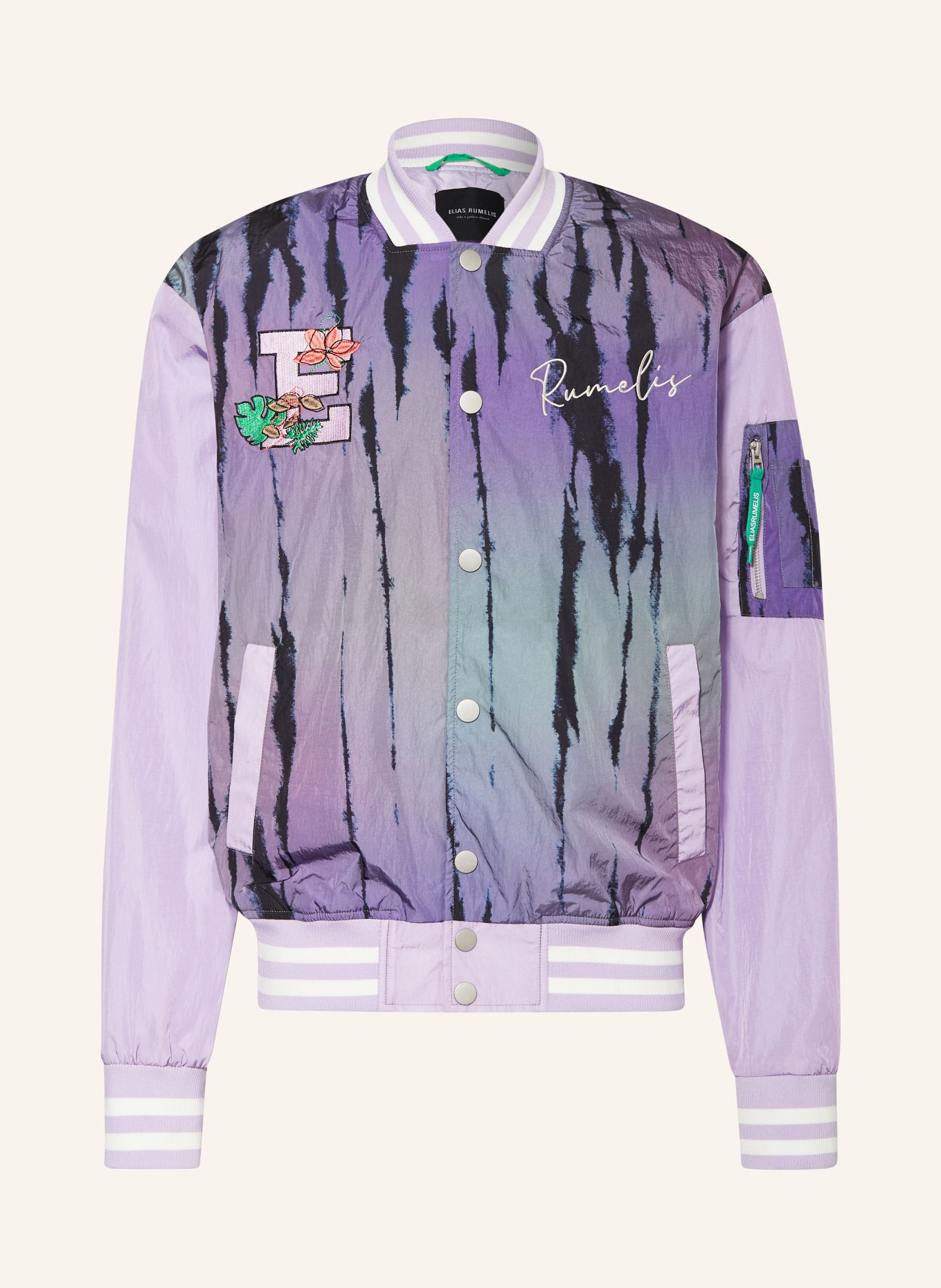 ELIAS RUMELIS Bomber jacket ERTHORE, Color: GRAY/ PURPLE/ BLACK (Image 1)