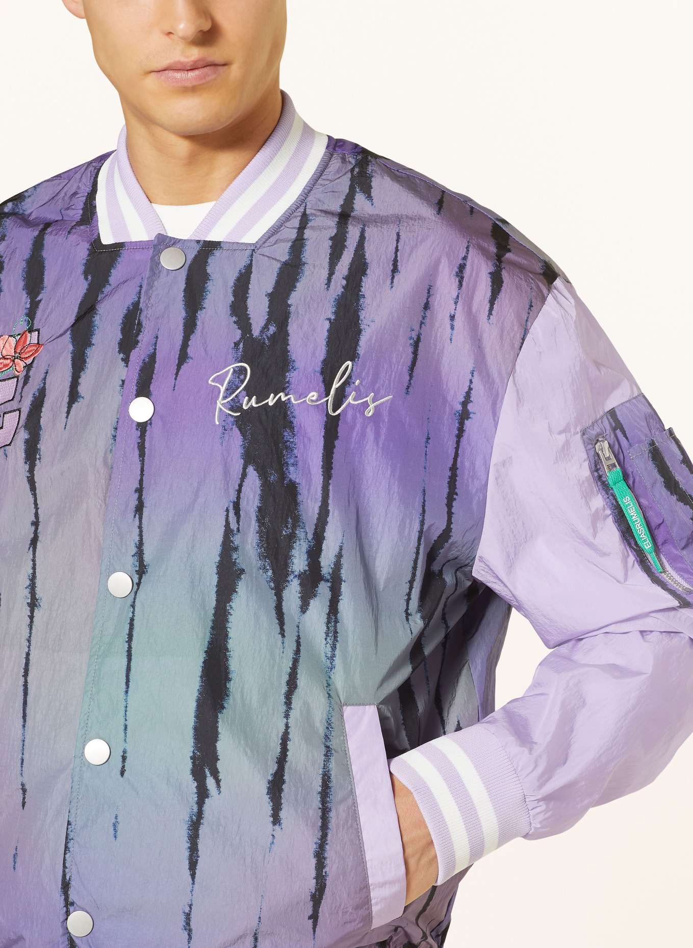 ELIAS RUMELIS Bomber jacket ERTHORE, Color: GRAY/ PURPLE/ BLACK (Image 4)