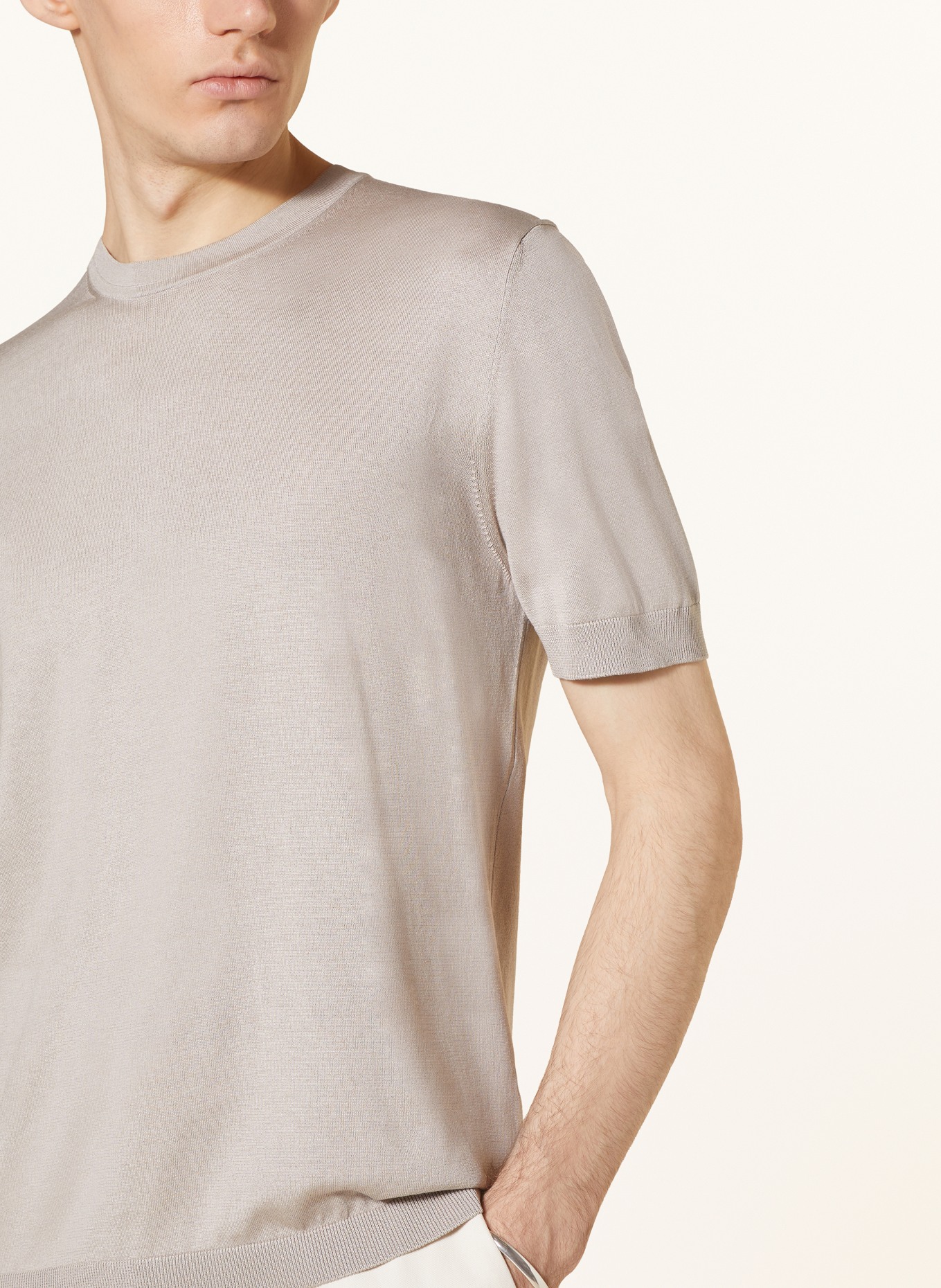AGNONA T-shirt with silk, Color: BEIGE (Image 4)