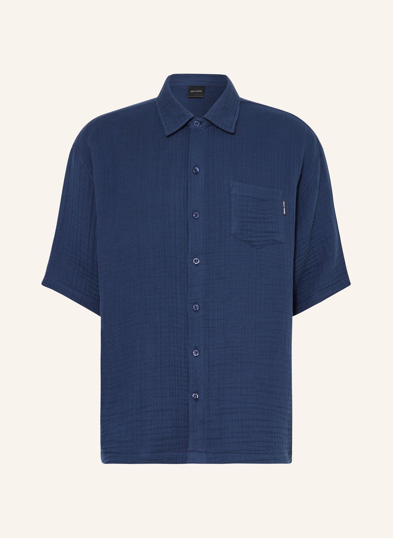 DAILY PAPER Kurzarm-Hemd ENZI Comfort Fit aus Musselin, Farbe: DUNKELBLAU (Bild 1)