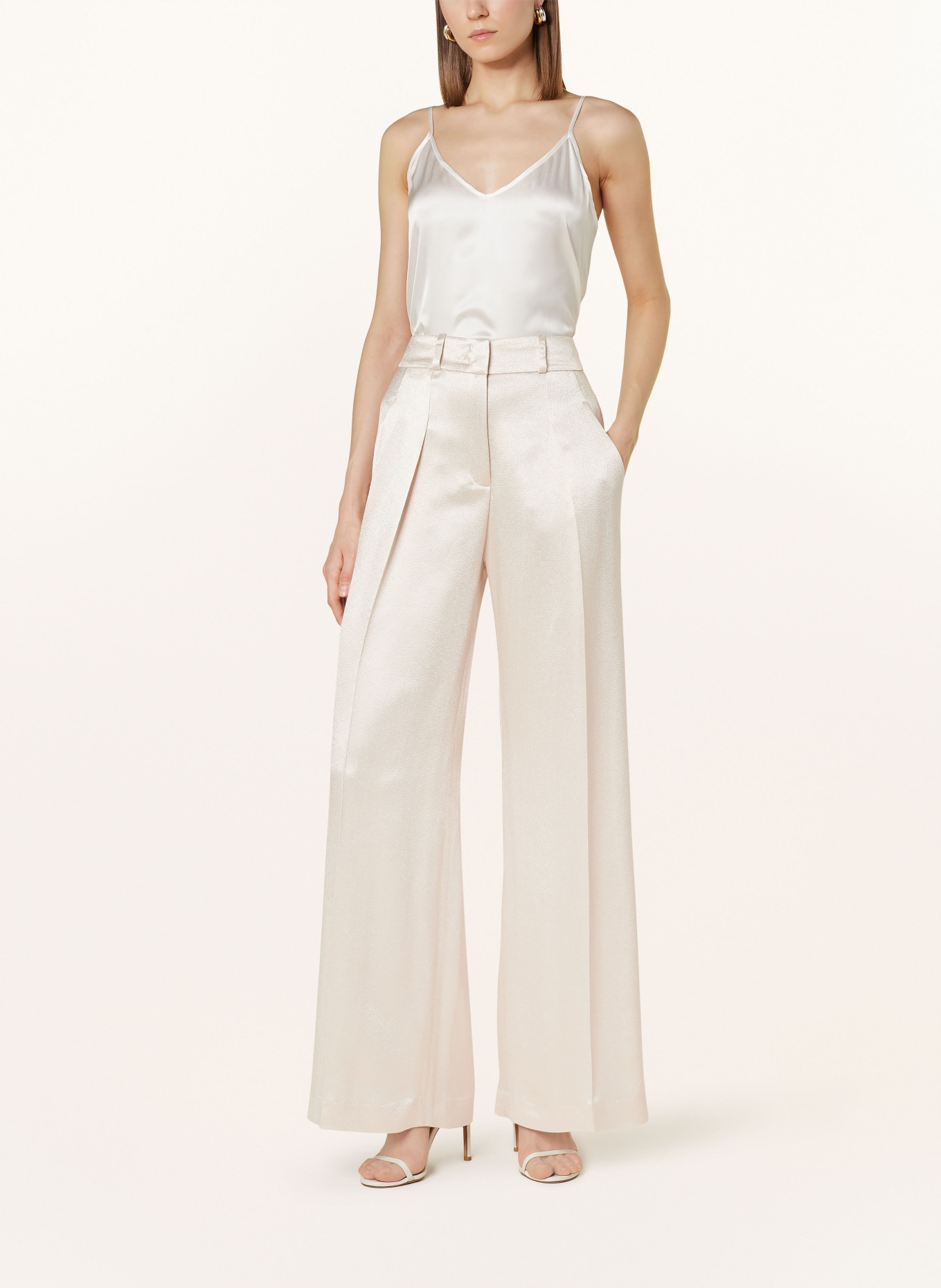 SLY 010 Wide leg trousers FLORA in satin, Color: CREAM (Image 2)