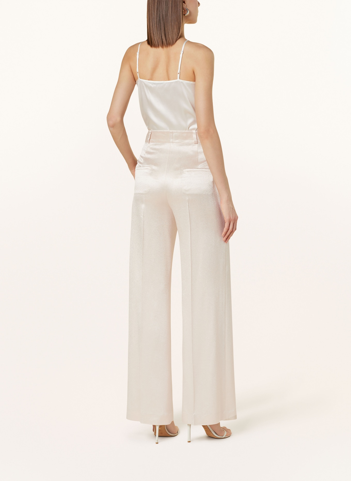 SLY 010 Wide leg trousers FLORA in satin, Color: CREAM (Image 3)