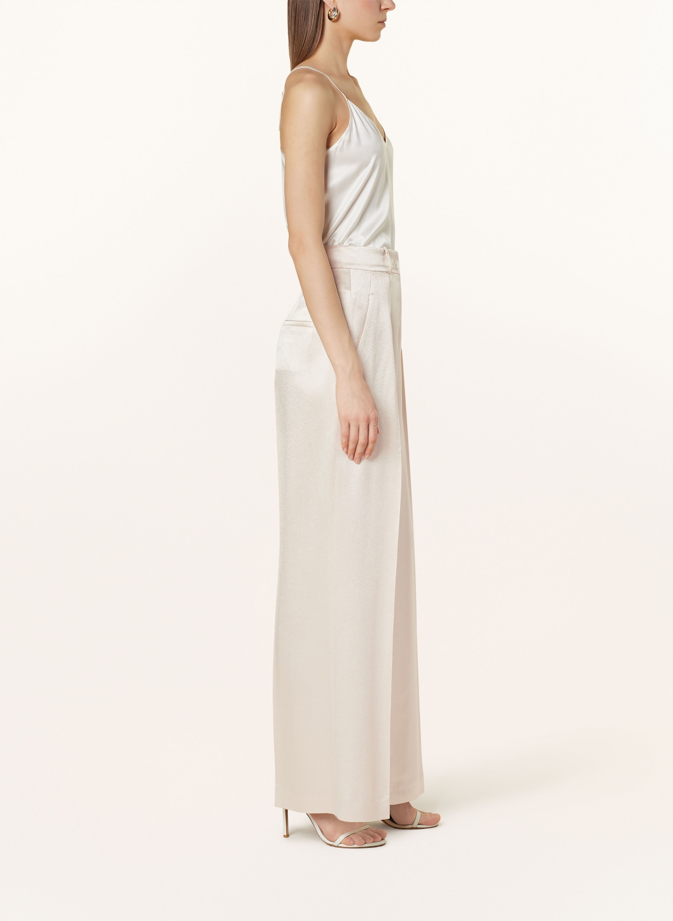SLY 010 Wide leg trousers FLORA in satin, Color: CREAM (Image 4)