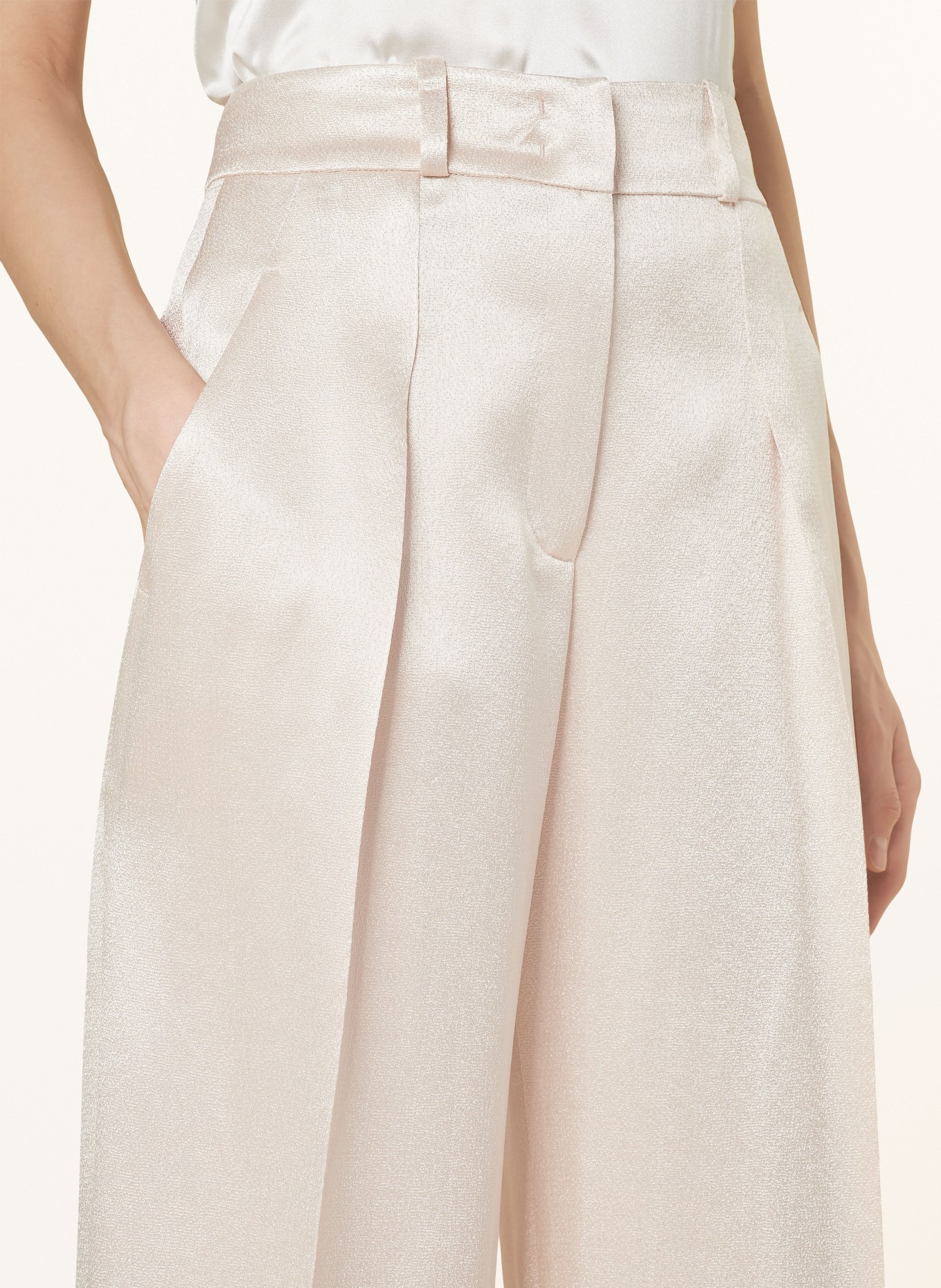 SLY 010 Wide leg trousers FLORA in satin, Color: CREAM (Image 5)