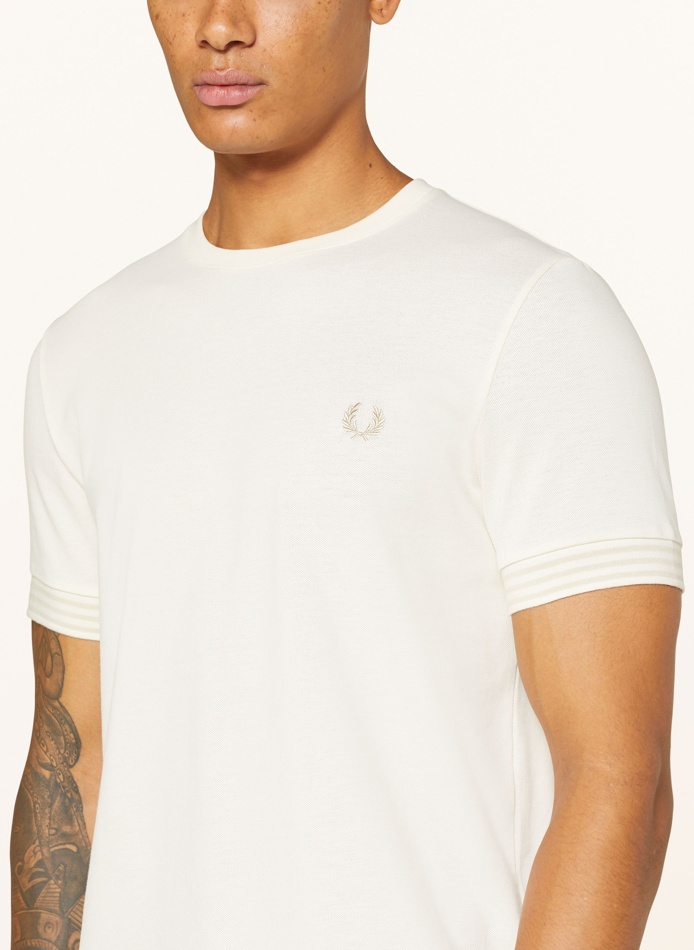 FRED PERRY Piqué T-shirt, Color: LIGHT YELLOW (Image 4)
