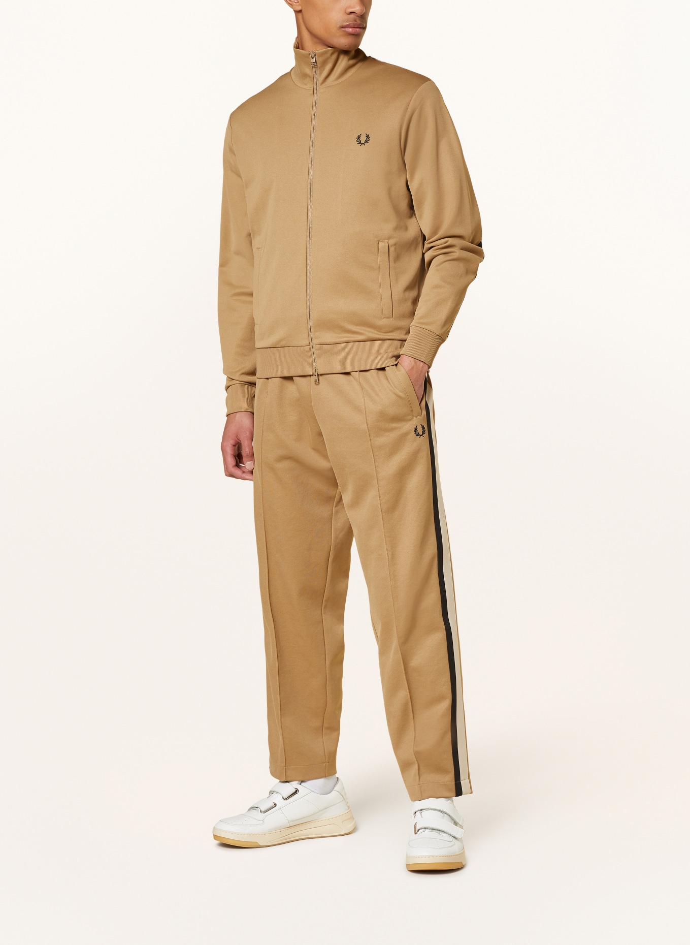 FRED PERRY Track pants with tuxedo stripes, Color: CAMEL/ ECRU/ BLACK (Image 2)