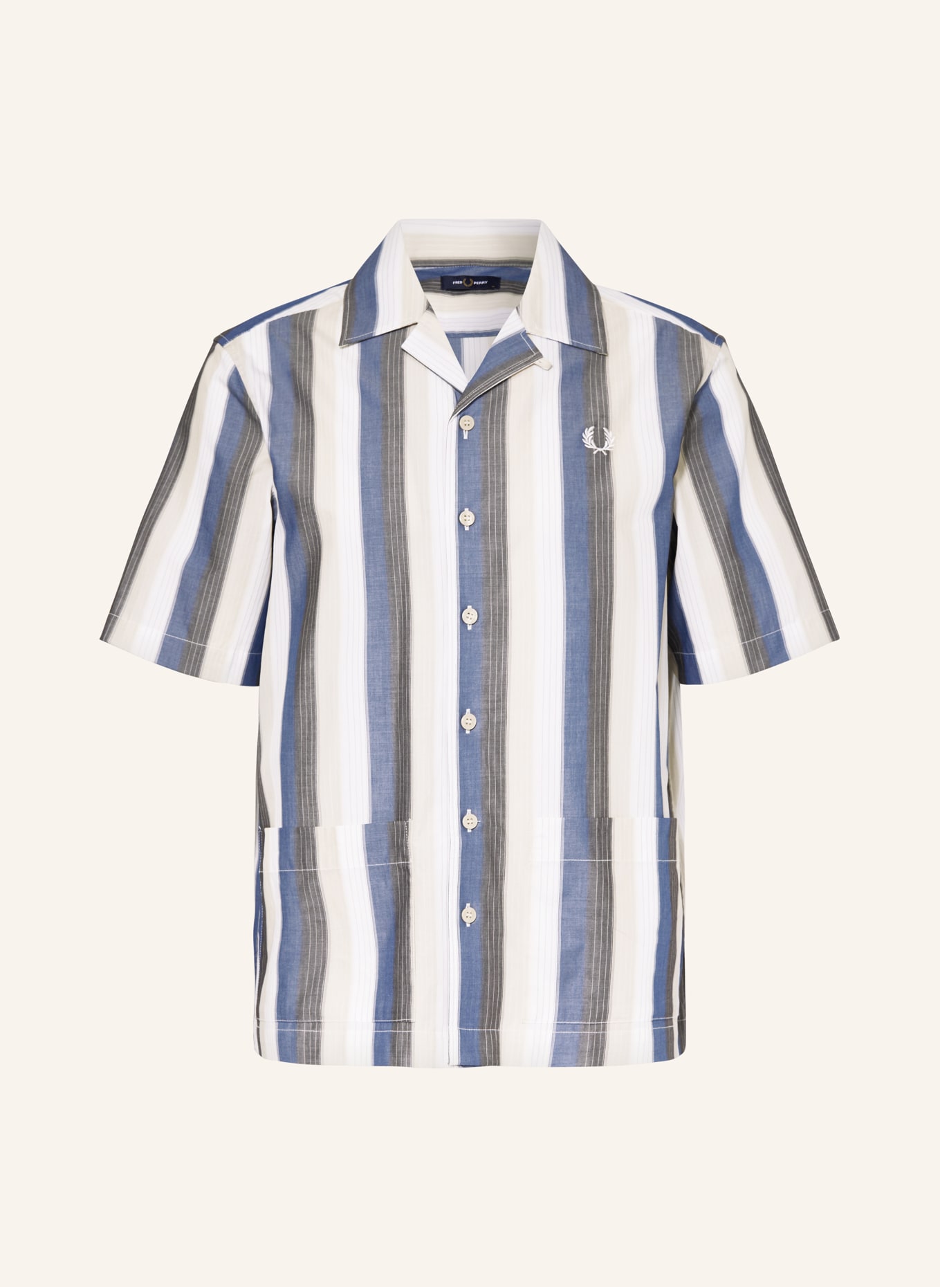 FRED PERRY Resorthemd Comfort Fit, Farbe: BLAU/ WEISS/ HELLBRAUN (Bild 1)