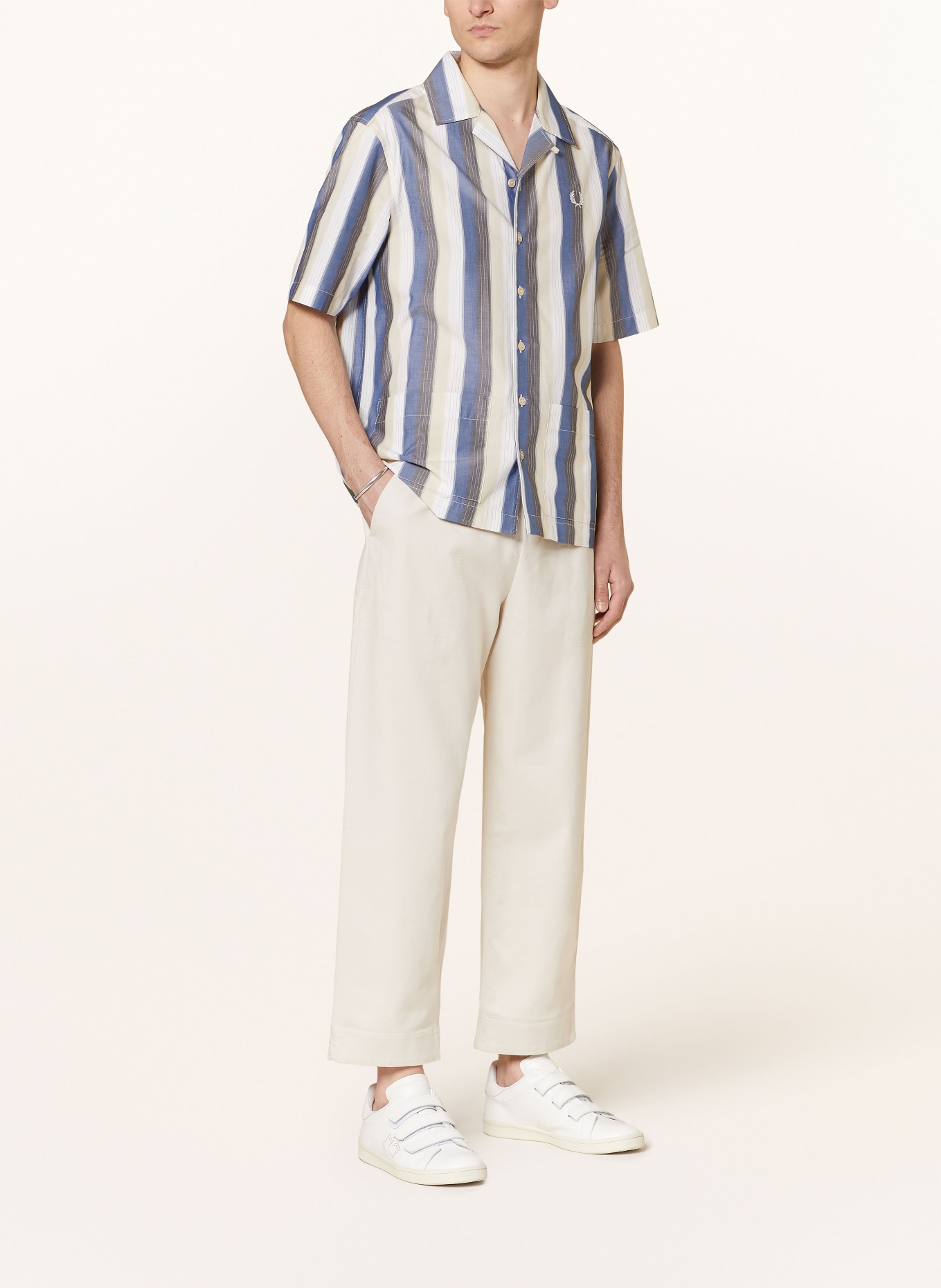FRED PERRY Resort shirt comfort fit, Color: BLUE/ WHITE/ LIGHT BROWN (Image 2)