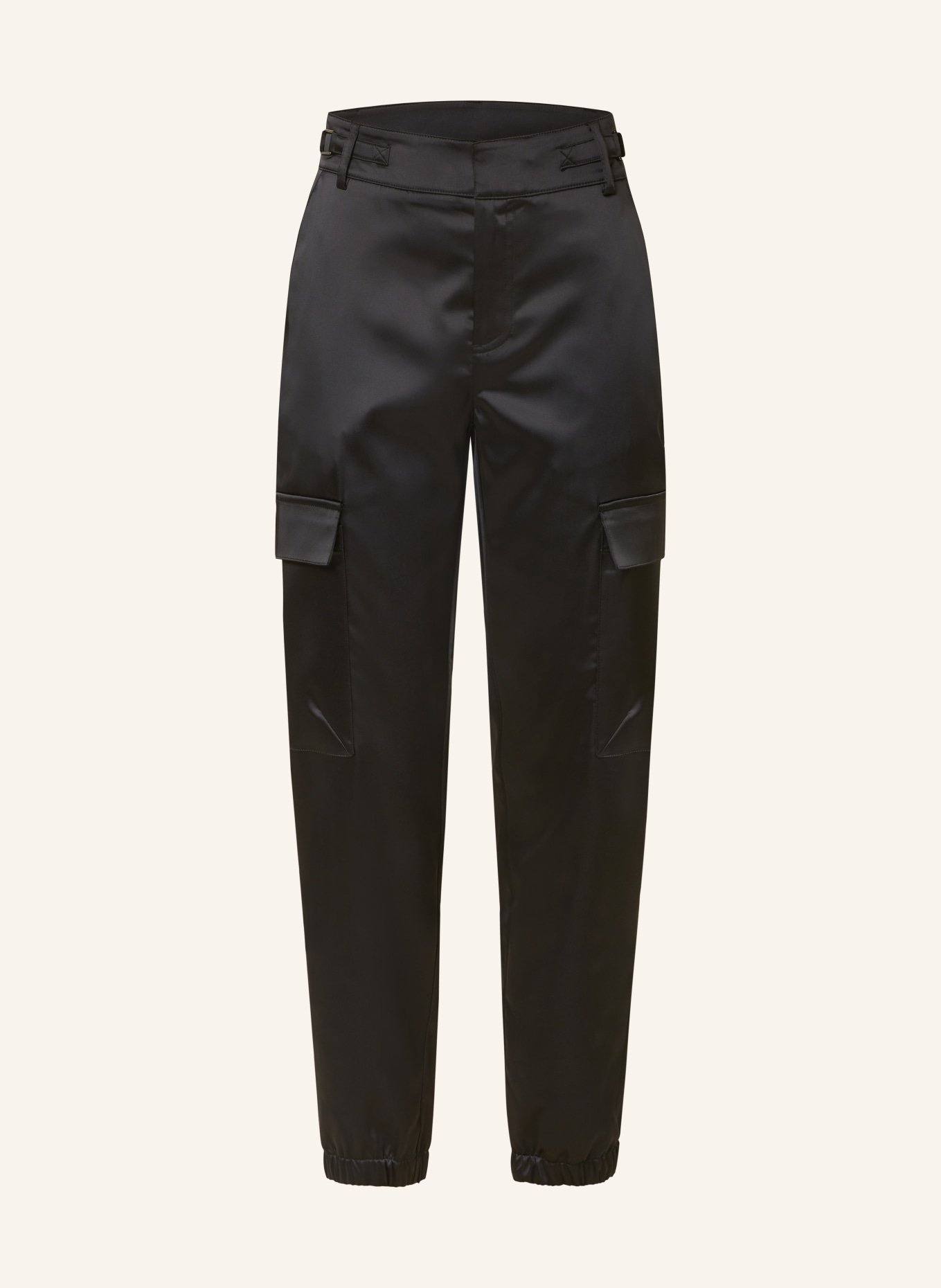 monari Cargo pants made of satin, Color: BLACK (Image 1)