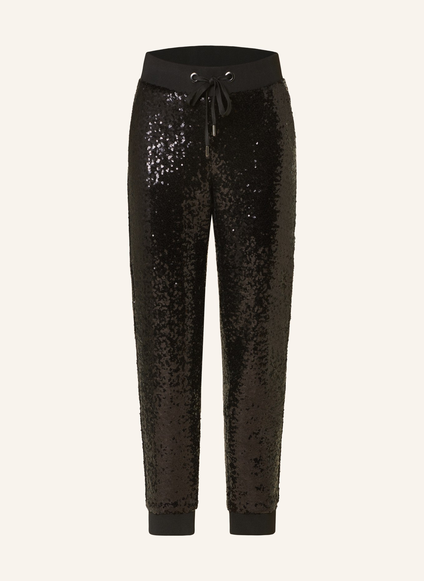 monari Jogger style pants with sequins, Color: BLACK (Image 1)