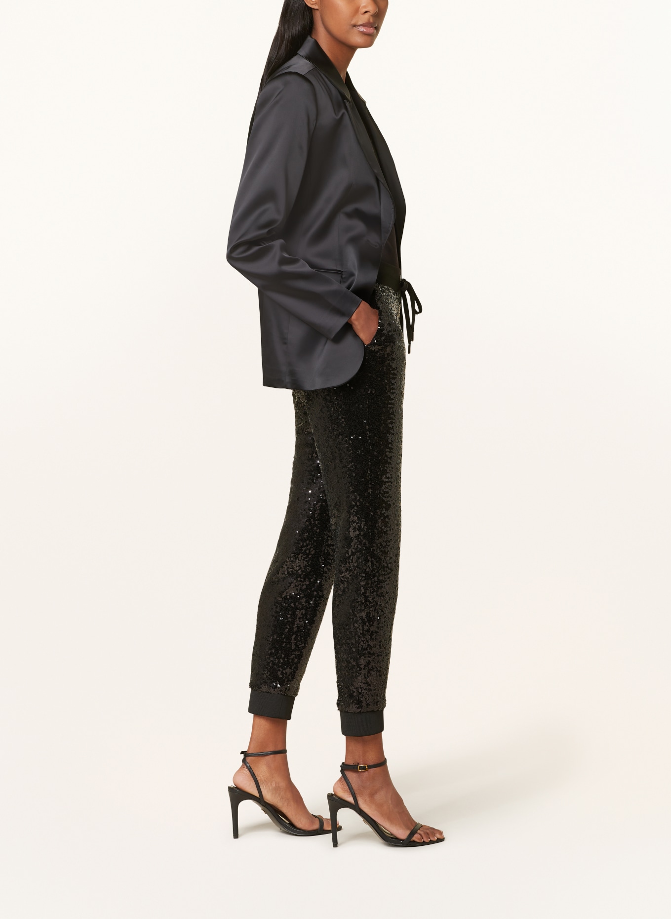 monari Jogger style pants with sequins, Color: BLACK (Image 4)