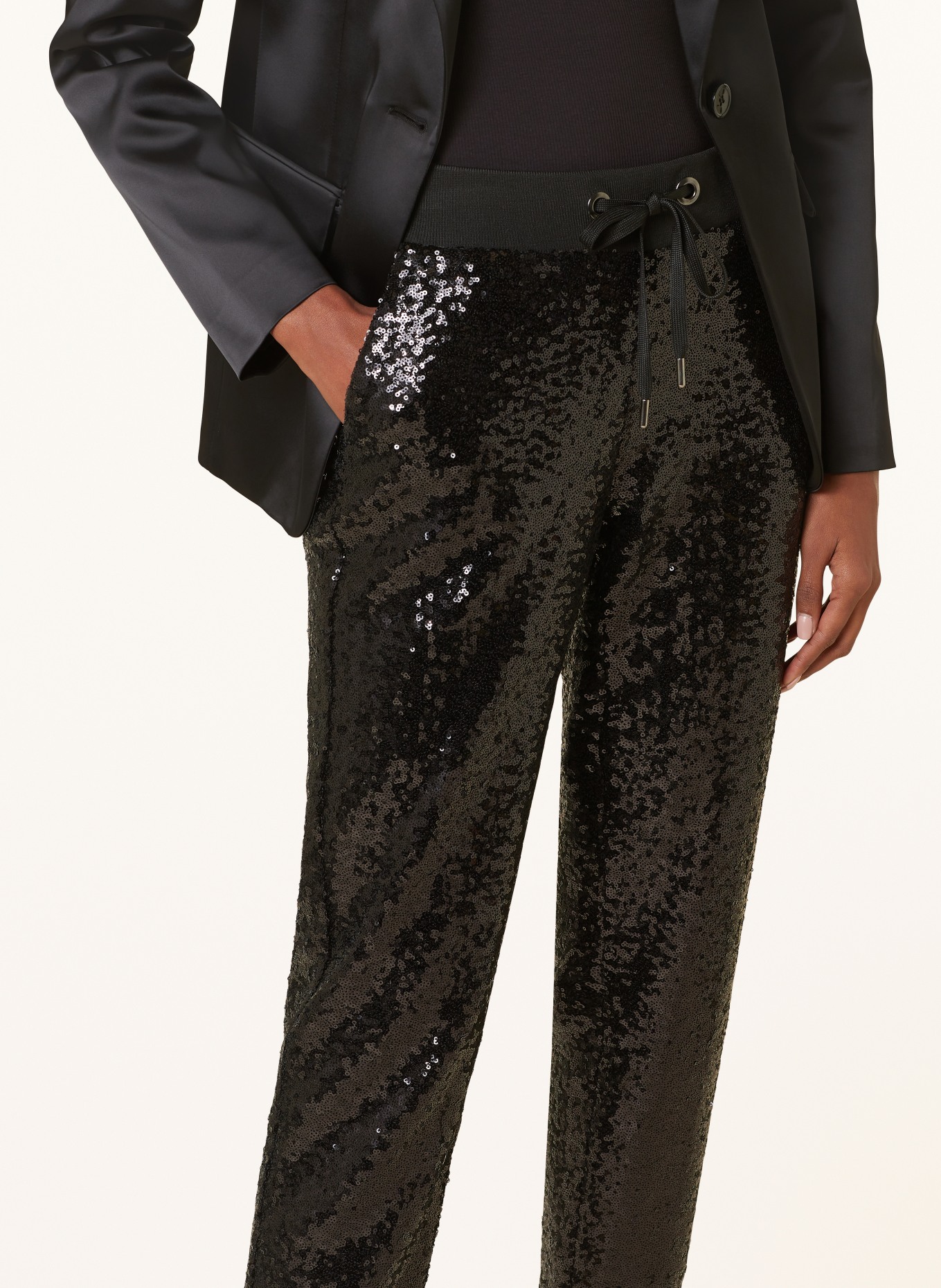 monari Jogger style pants with sequins, Color: BLACK (Image 5)