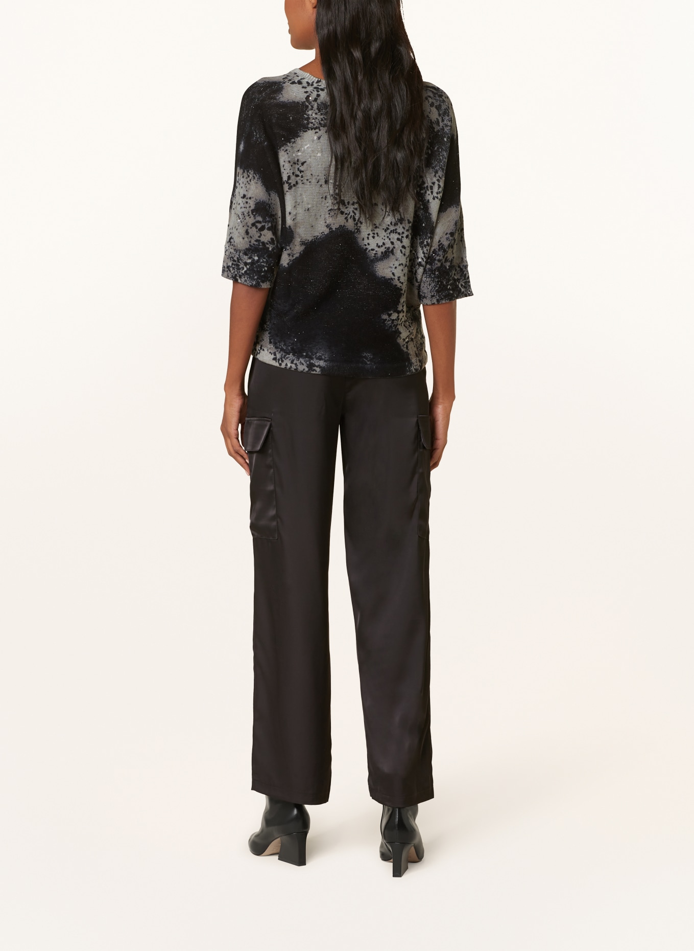 monari Sweater with 3/4 sleeves, Color: BLACK/ LIGHT GRAY/ DARK GRAY (Image 3)