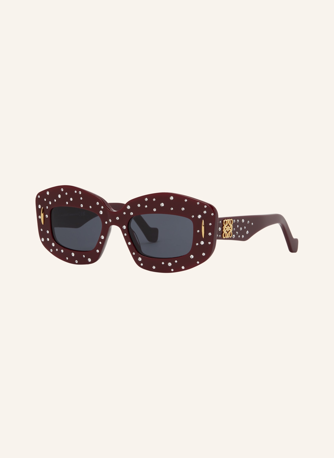 LOEWE Sonnenbrille mit Schmucksteinen, Farbe: 4966V DUNKELROT/ BLAU (Bild 1)