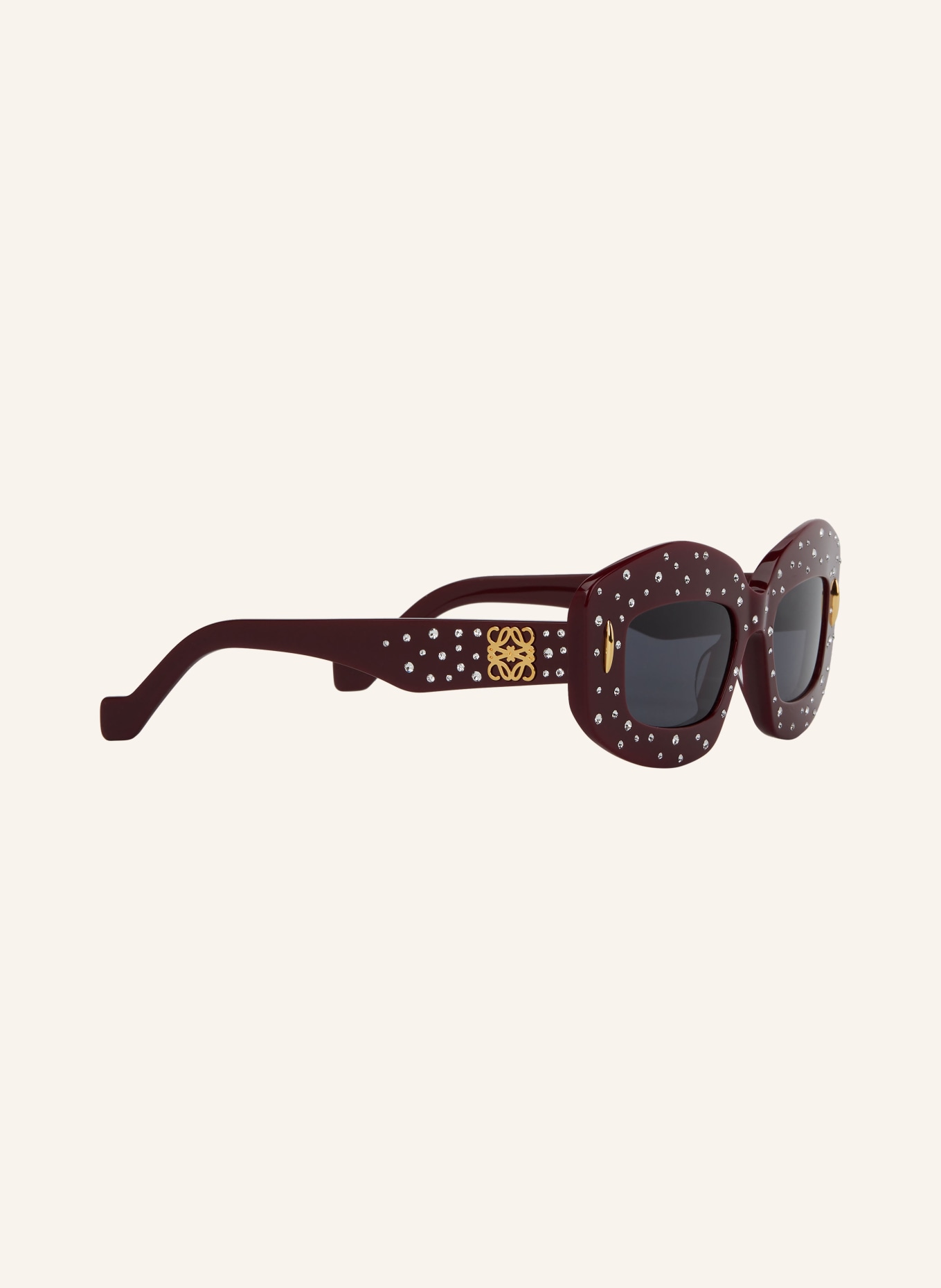 LOEWE Okulary przeciwsłoneczne z ozdobnymi kamykami, Kolor: 4966 V CIEMNOCZERWONY / NIEBIESKI (Obrazek 3)