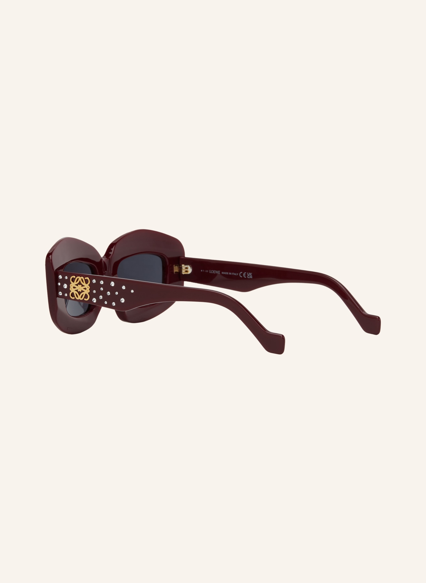 LOEWE Okulary przeciwsłoneczne z ozdobnymi kamykami, Kolor: 4966 V CIEMNOCZERWONY / NIEBIESKI (Obrazek 4)