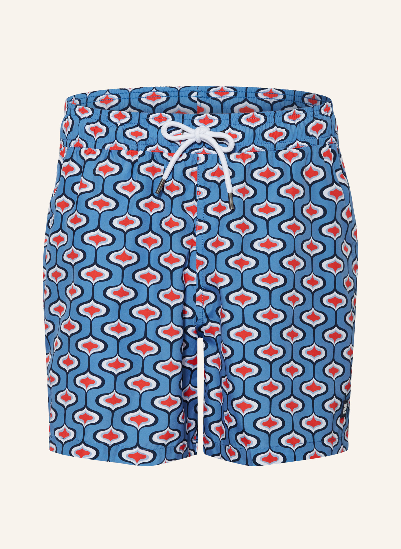 mey Swim shorts series DAMASK, Color: BLUE GRAY/ RED/ BLACK (Image 1)