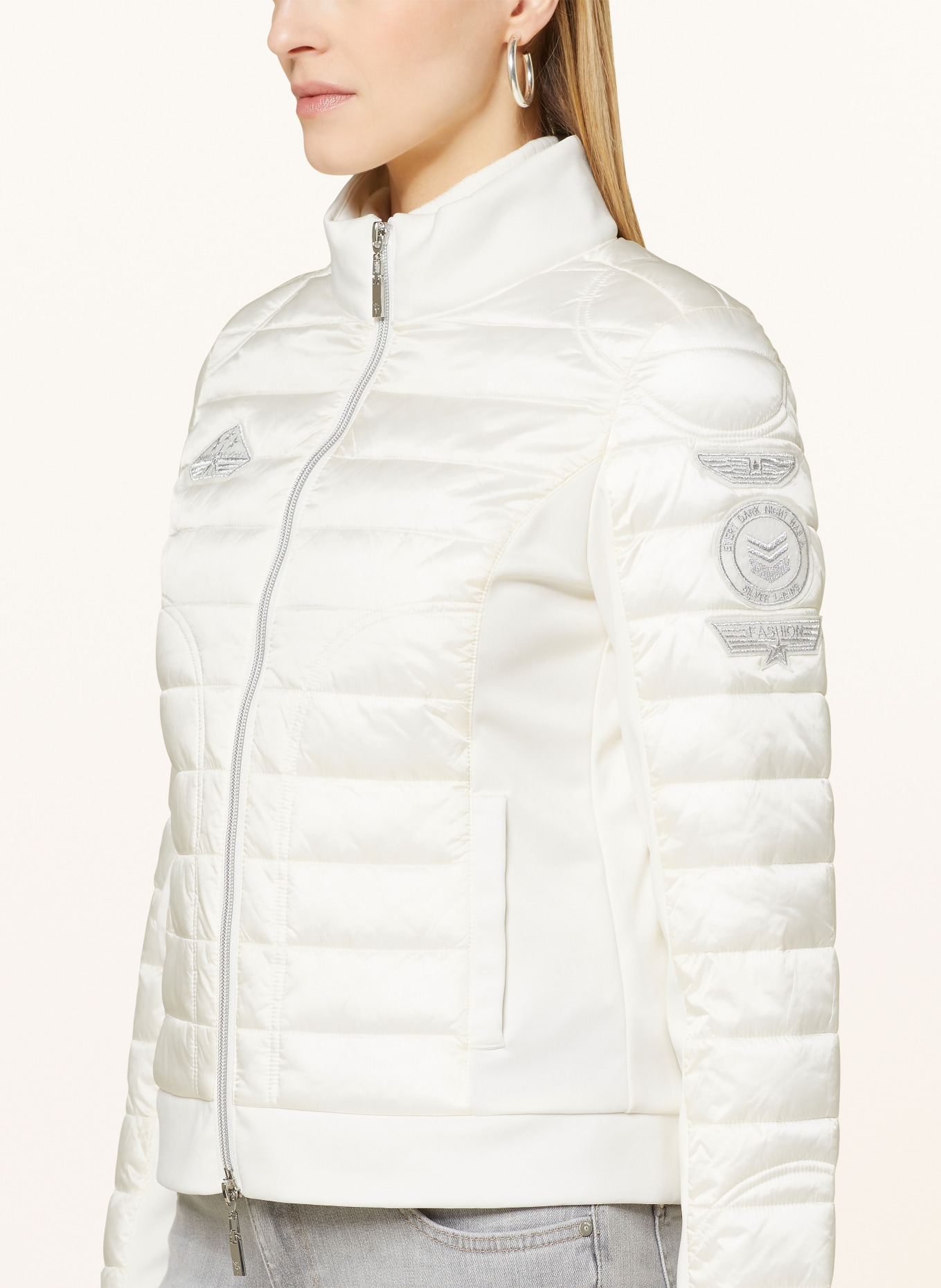 monari Quilted jacket in mixed materials, Color: CREAM (Image 4)