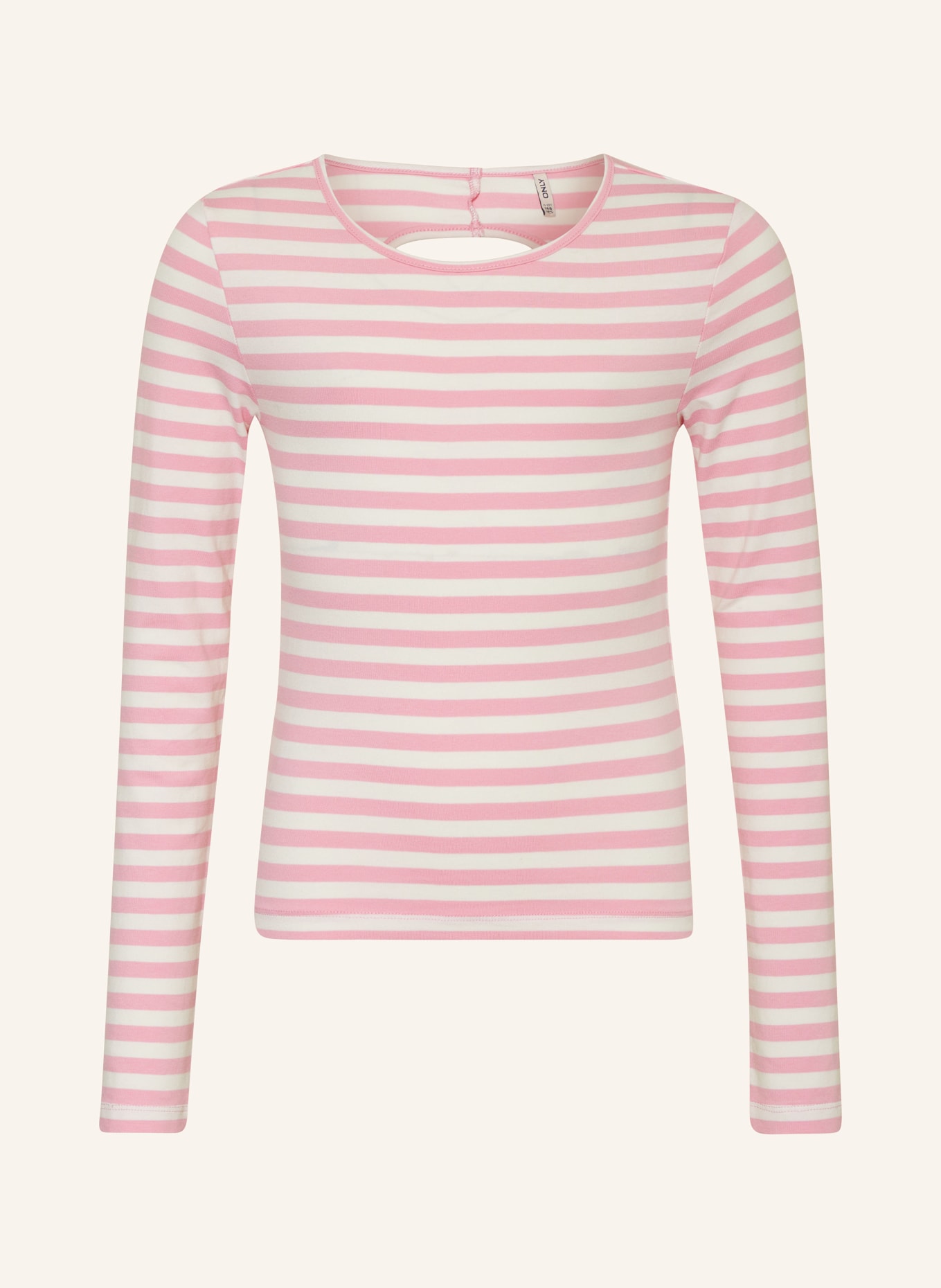 ONLY Longsleeve mit Cut-out, Farbe: WEISS/ ROSA (Bild 1)
