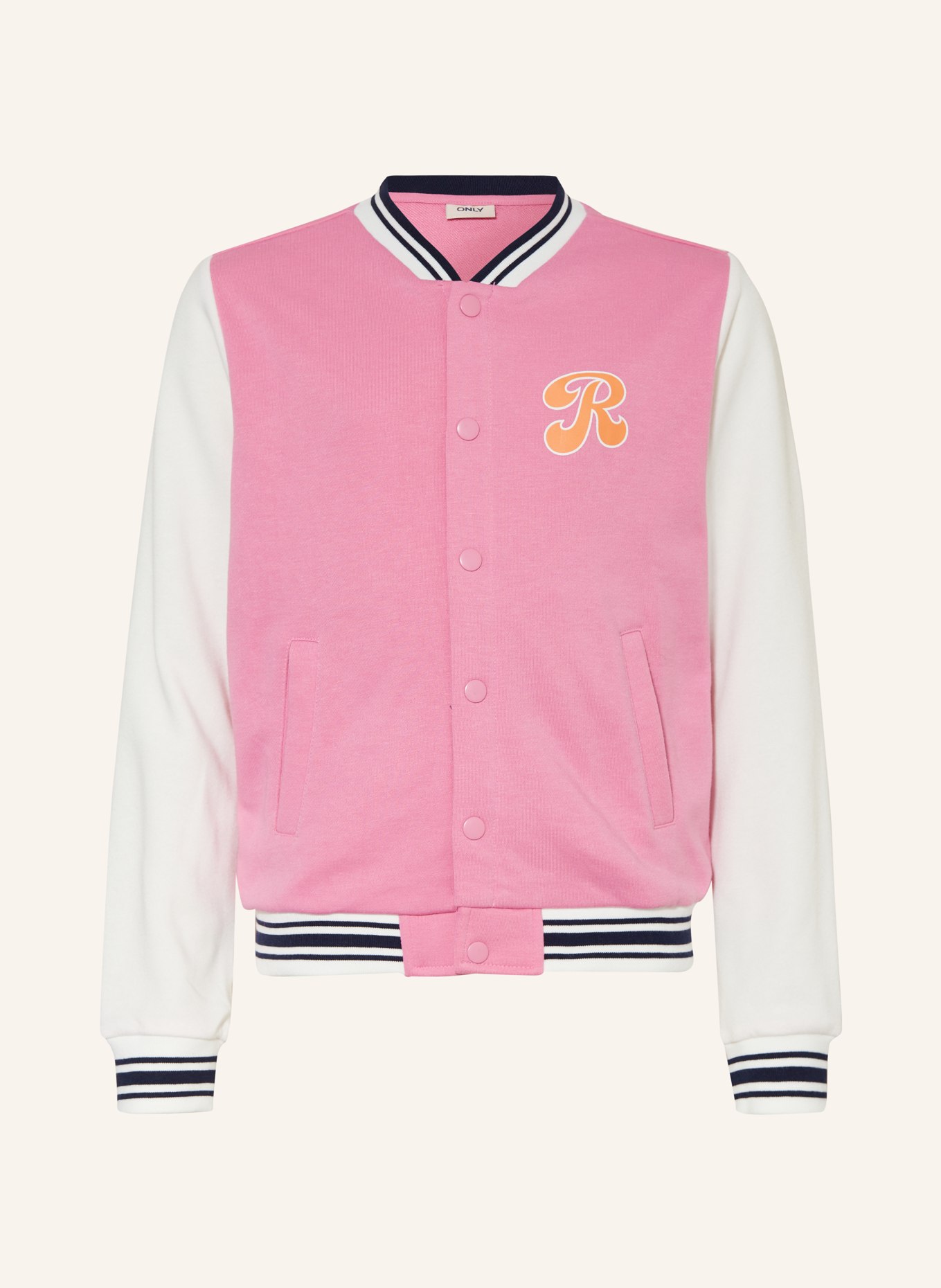 ONLY College-Jacke, Farbe: ROSA/ WEISS (Bild 1)