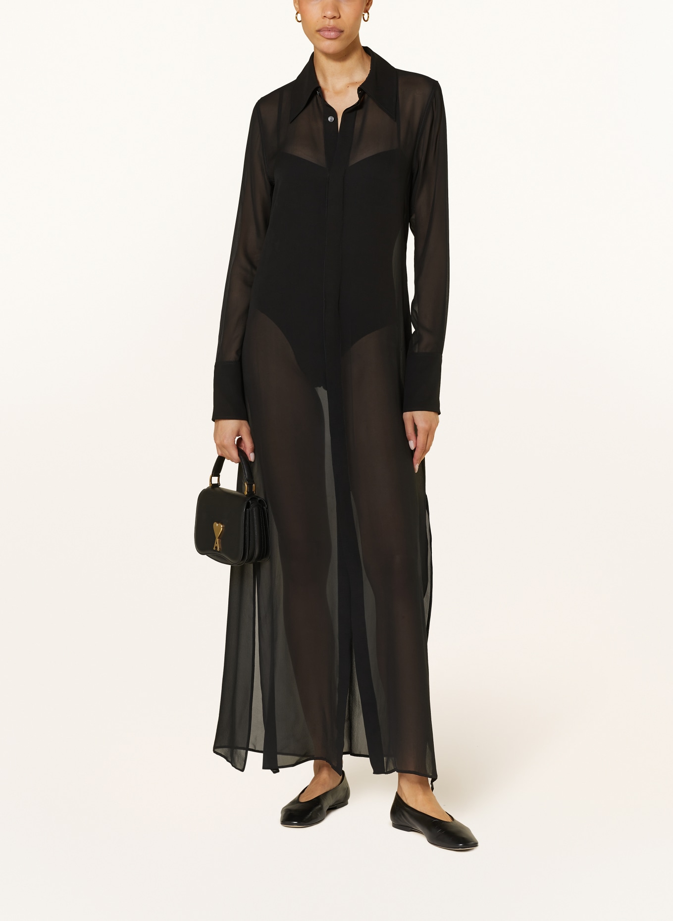 AMI PARIS Shirt dress in silk, Color: BLACK (Image 2)