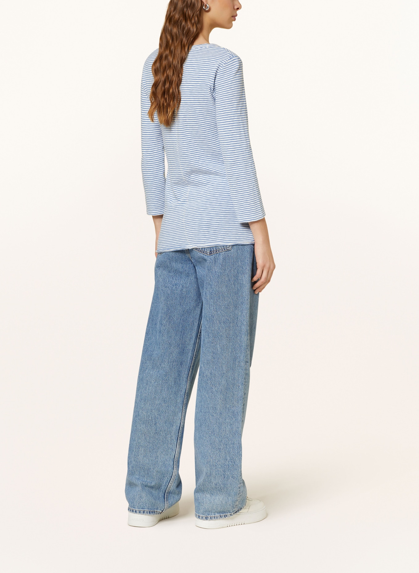 Marc O'Polo DENIM Shirt with 3/4 sleeves, Color: BLUE/ WHITE (Image 3)