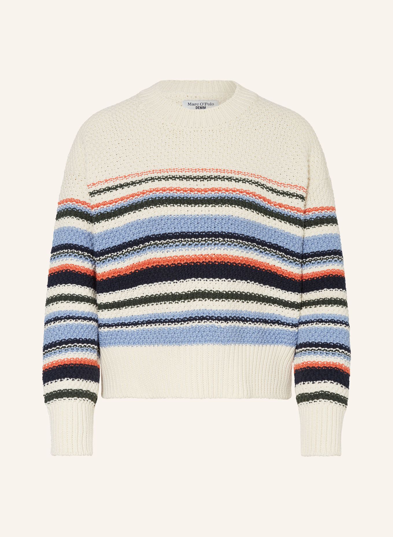 Marc O'Polo DENIM Sweater, Color: CREAM/ LIGHT BLUE/ DARK GREEN (Image 1)