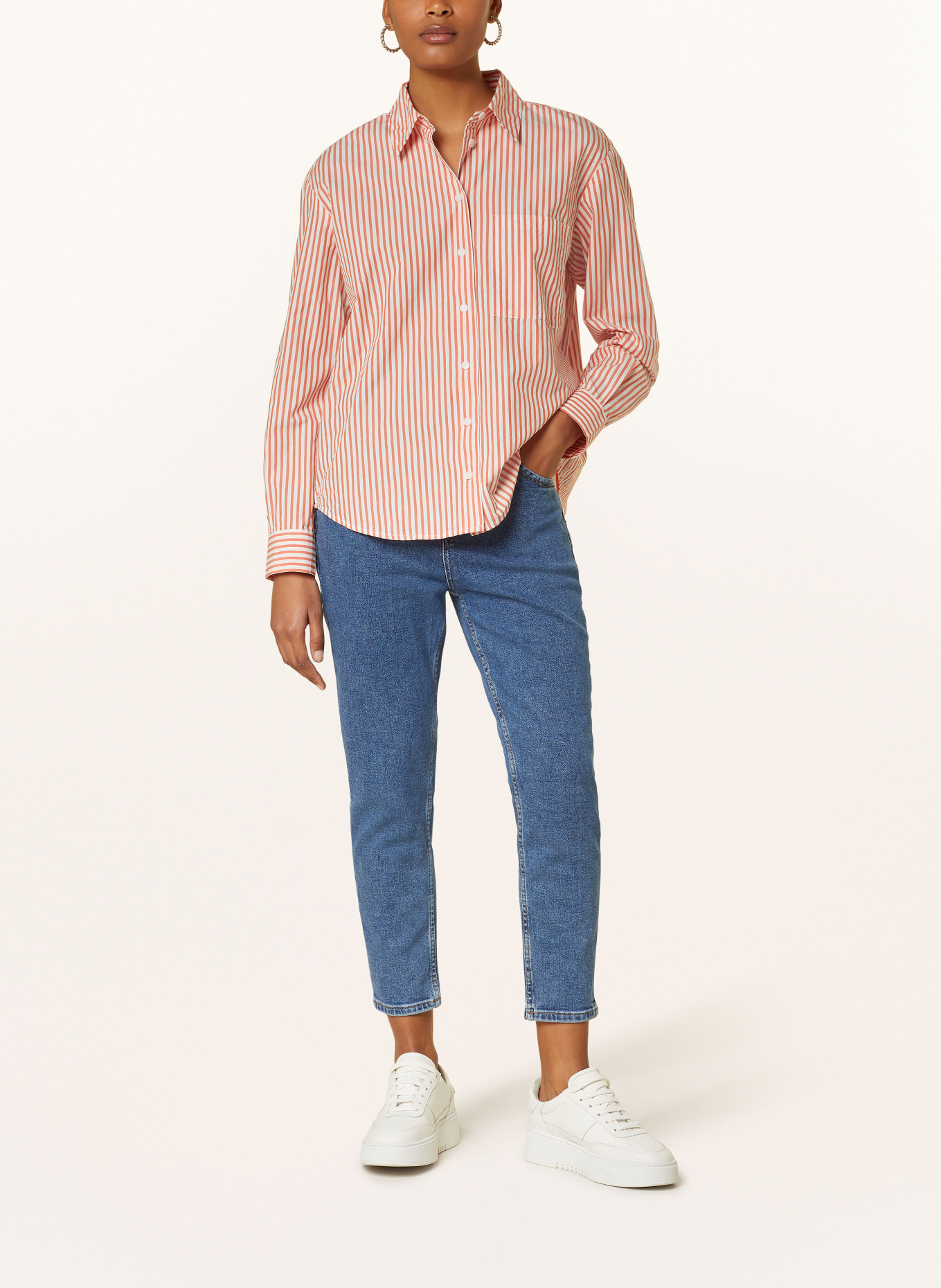Marc O'Polo DENIM Shirt blouse, Color: SALMON/ WHITE (Image 2)