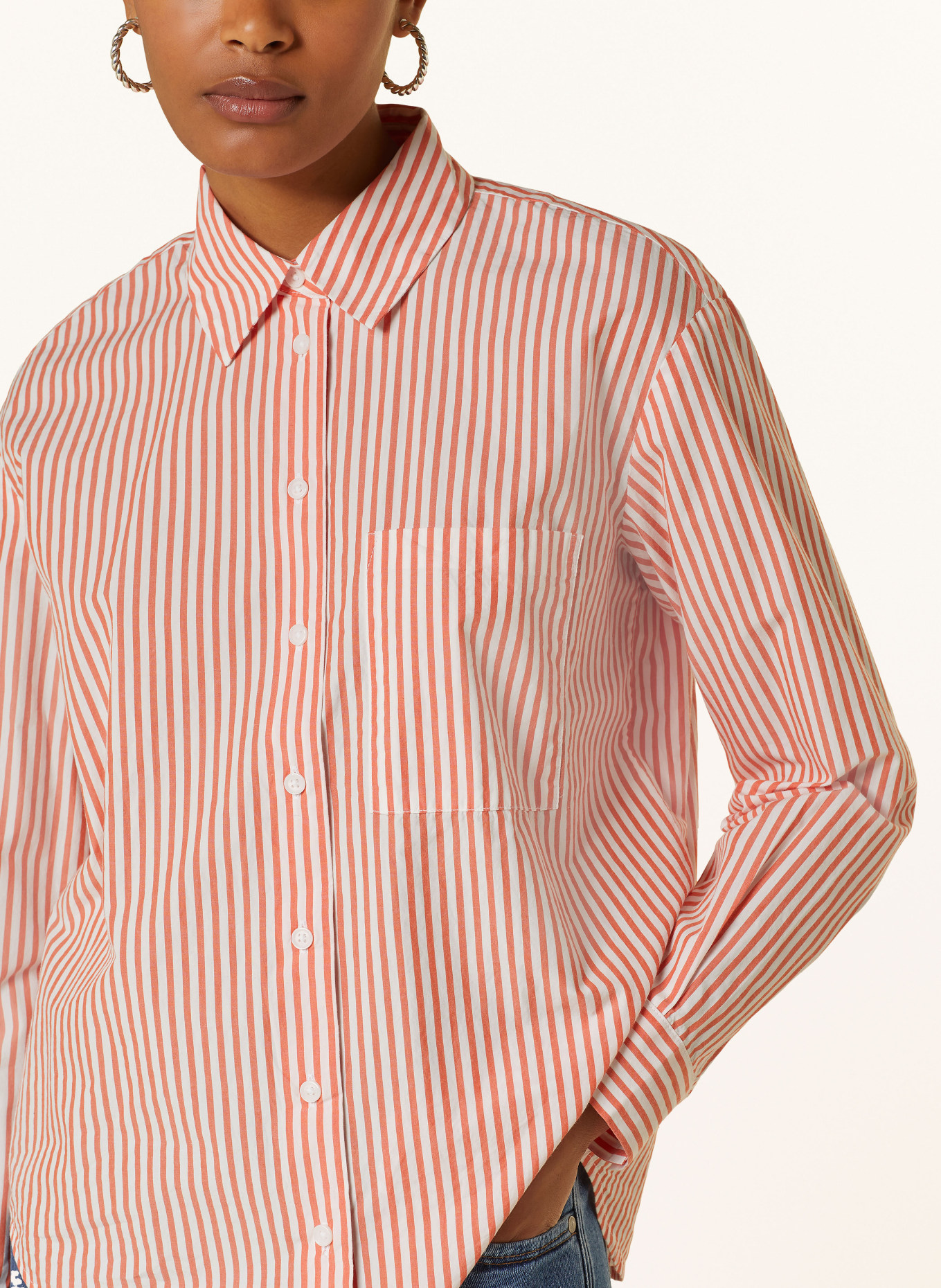 Marc O'Polo DENIM Shirt blouse, Color: SALMON/ WHITE (Image 4)